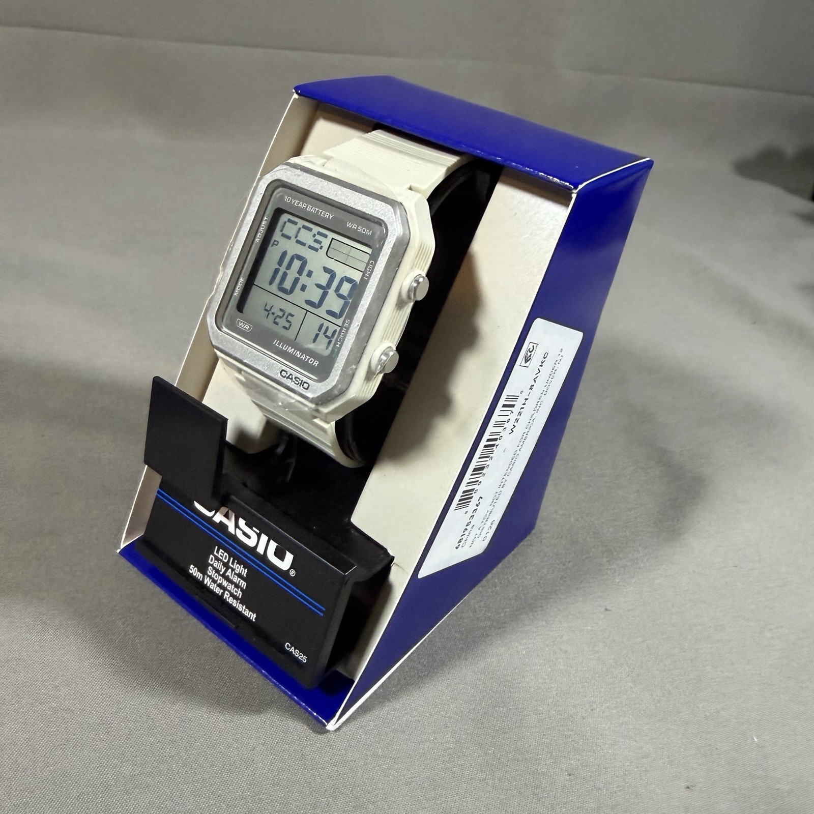 Casio Collection Standard W221H-1AV Ivory 10-year Battery Flash Alert World Time