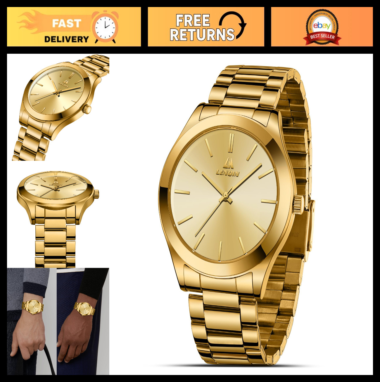 Waterproof Stainless Steel Men’s Analog Quartz Watch – Fashion Business Wristwat