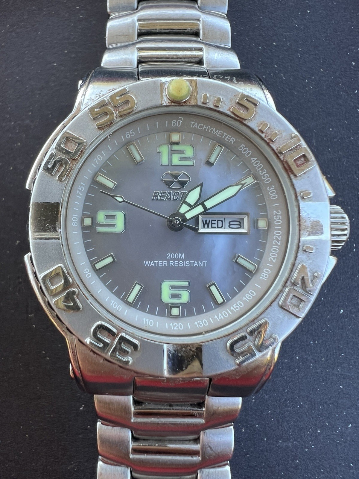 Reactor Critical Mass Men’s Quartz 200m Day/Date Black Dial SS Bracelet
