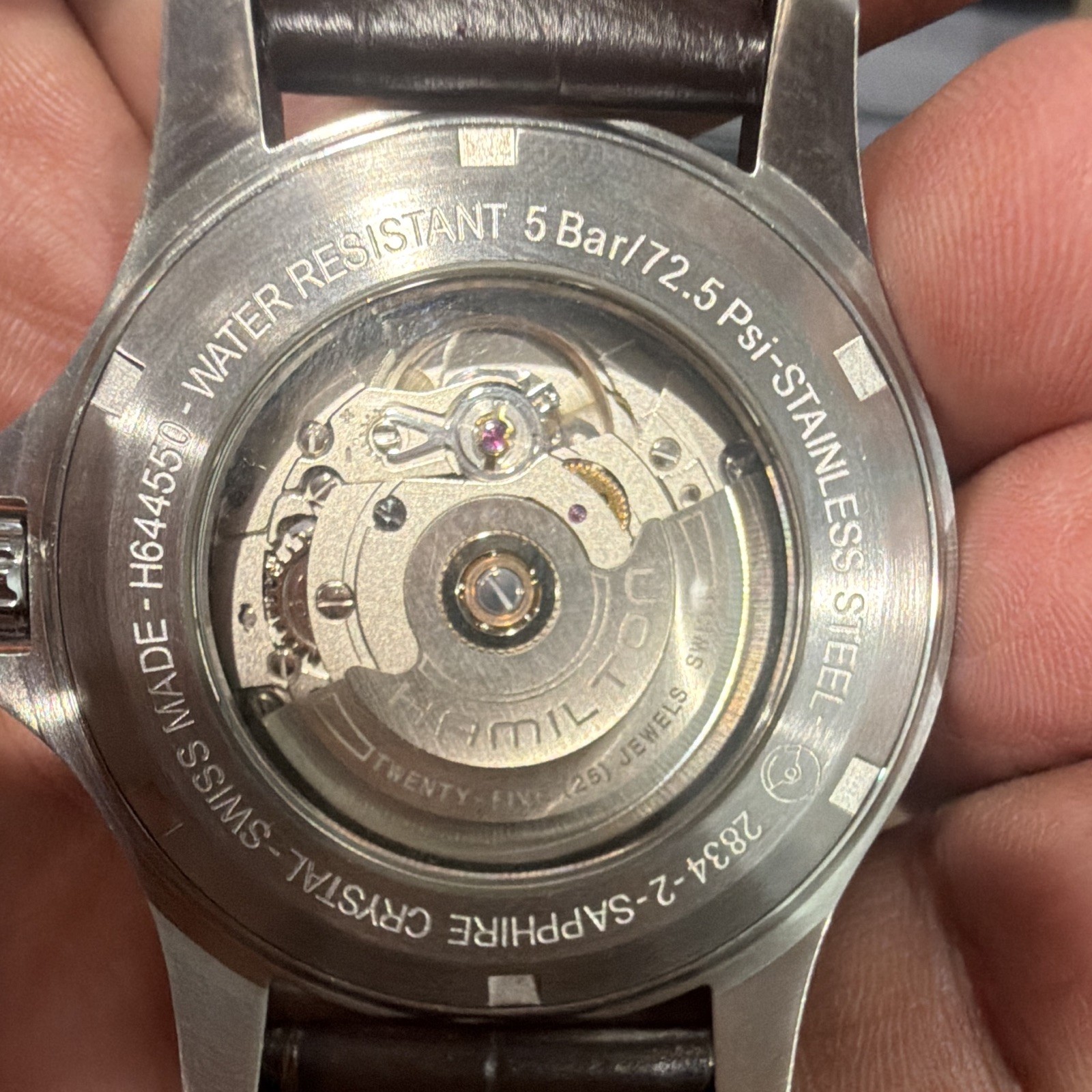 Hamilton Khaki Automatic Day-Date 40mm Silver Dial Brown Leather Strap Box