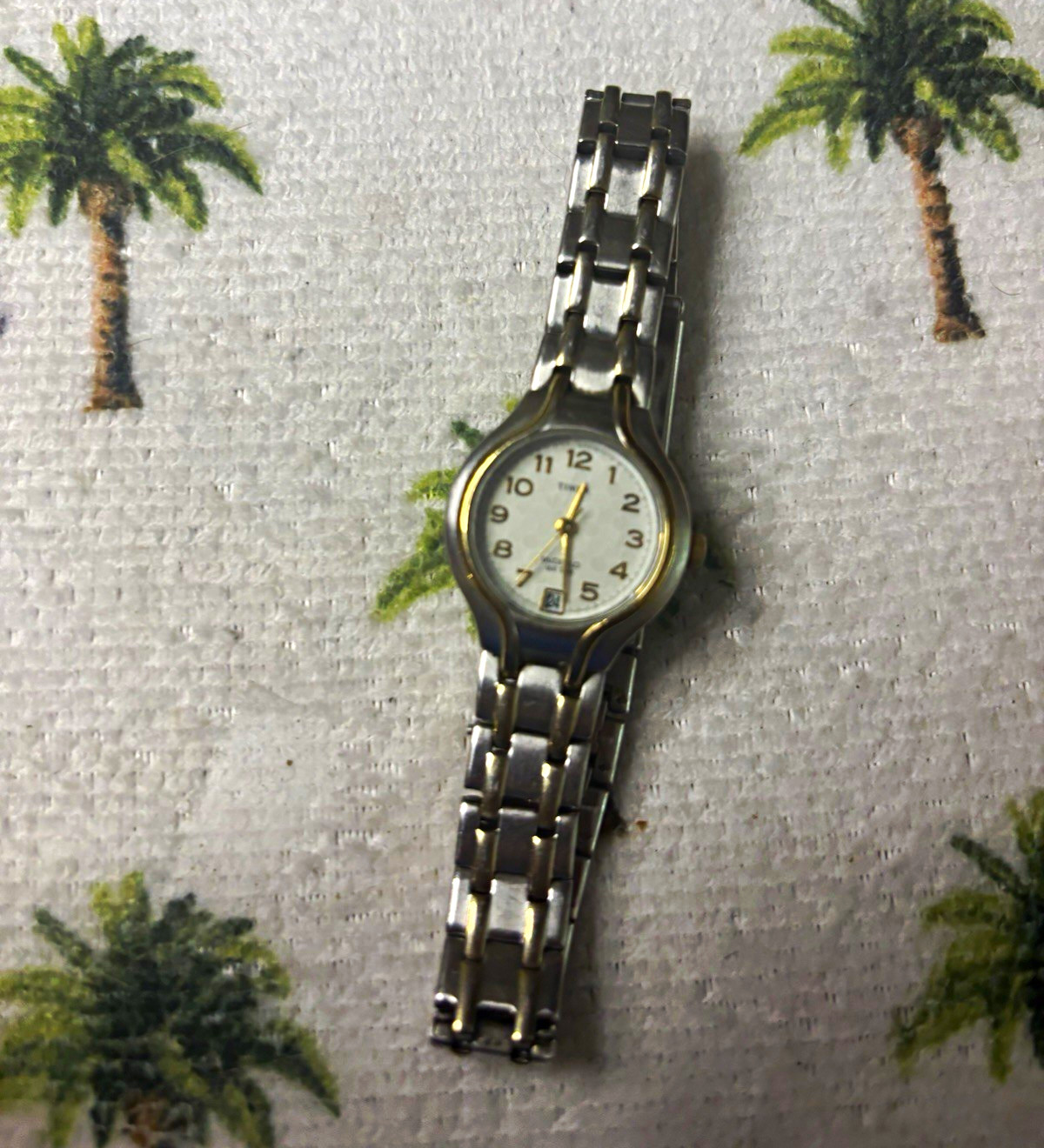 Timex Women’s Analog Date Wristwatch White Dial Two-Tone Bracelet Arabic
