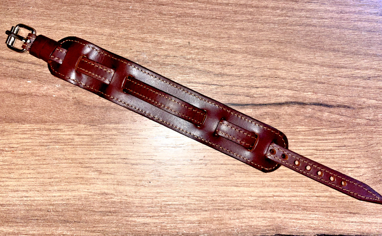10mm oil leather handmade WW1 WW2 war army officer trench watch bund strap band
