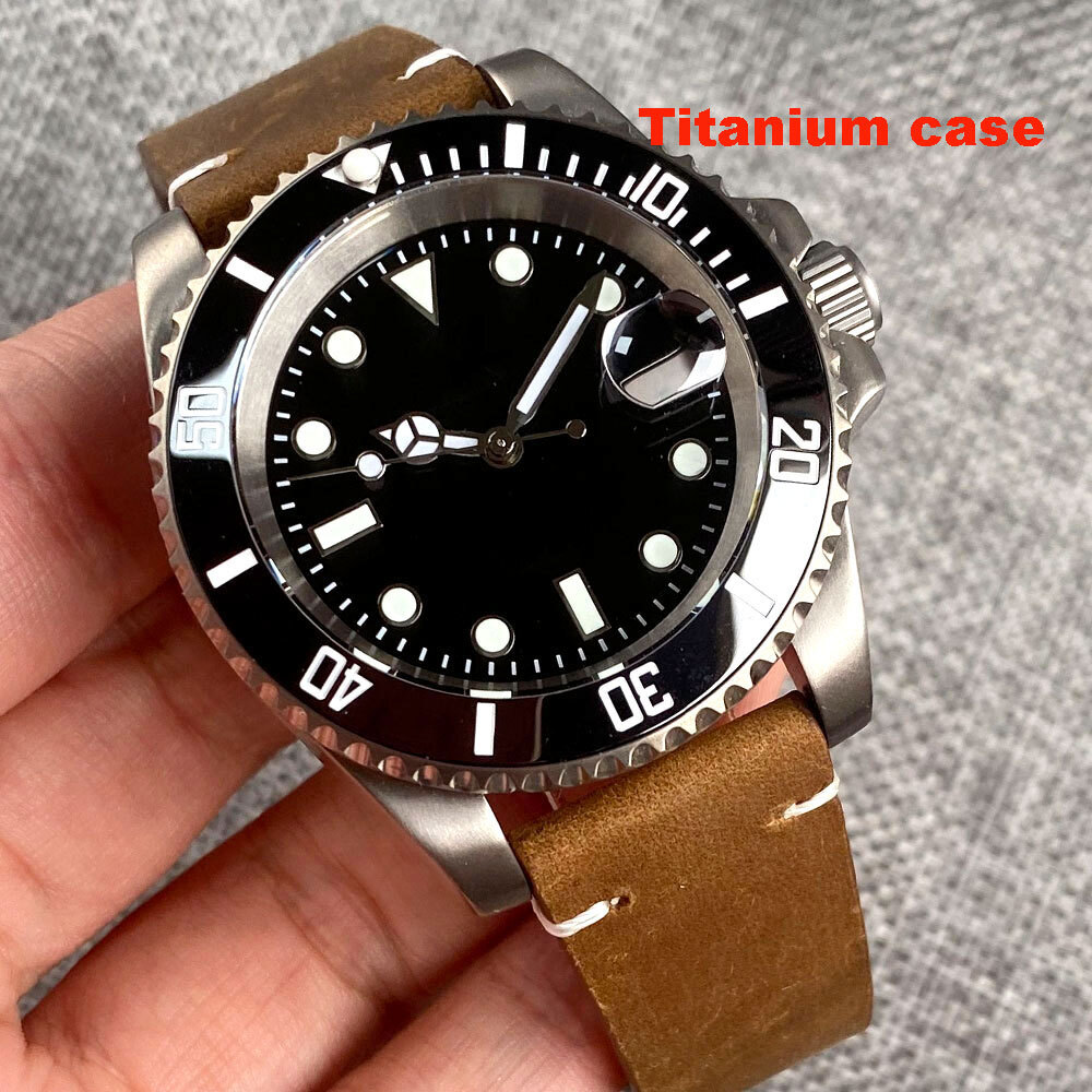 40mm Titanium Sapphire Glass Japan NH35 Automatic Mens Watch 20ATM Date Luminous