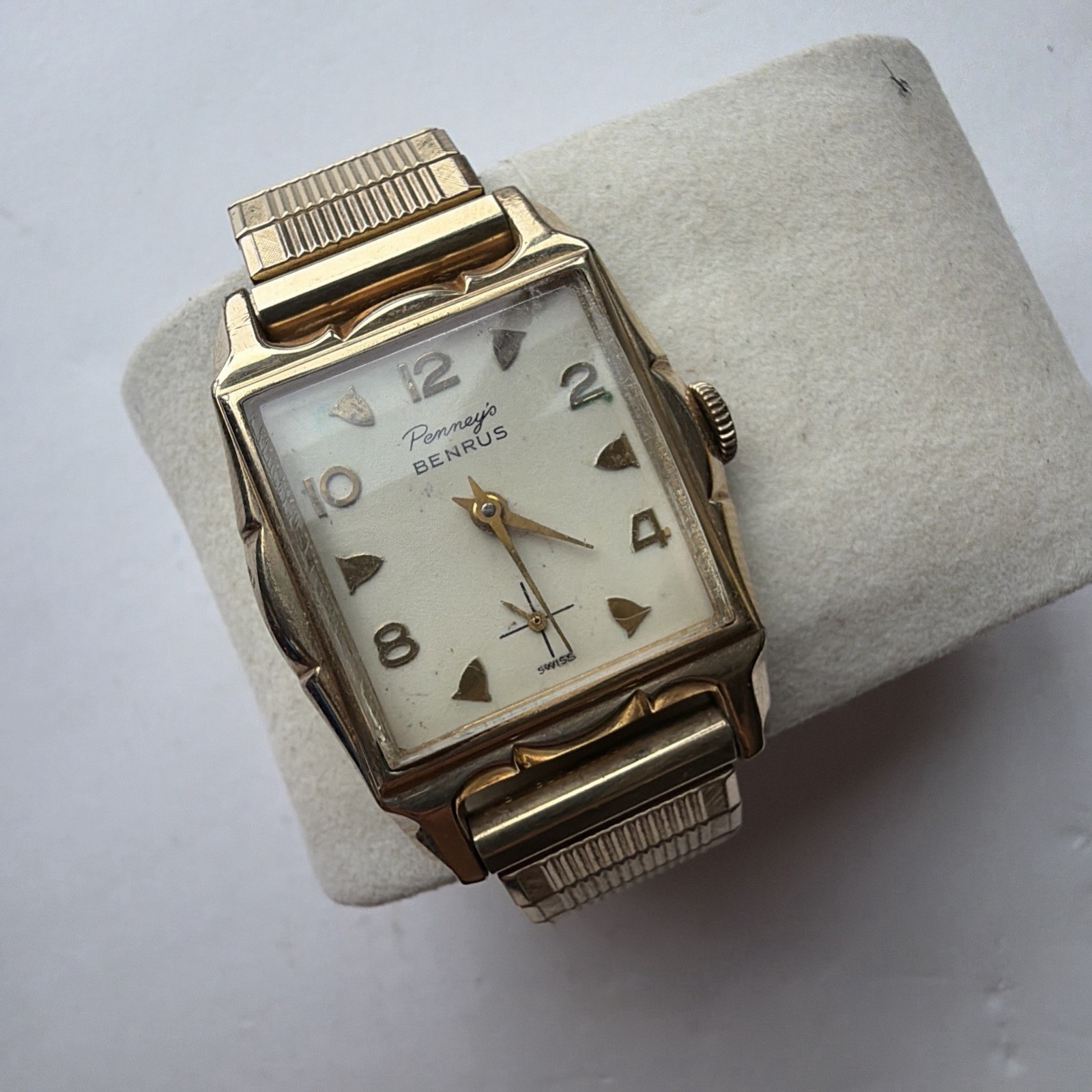 AW79 VTG Mens Tank Penney’s Benrus 10k Gold Plate Bezel Running-Working As Is