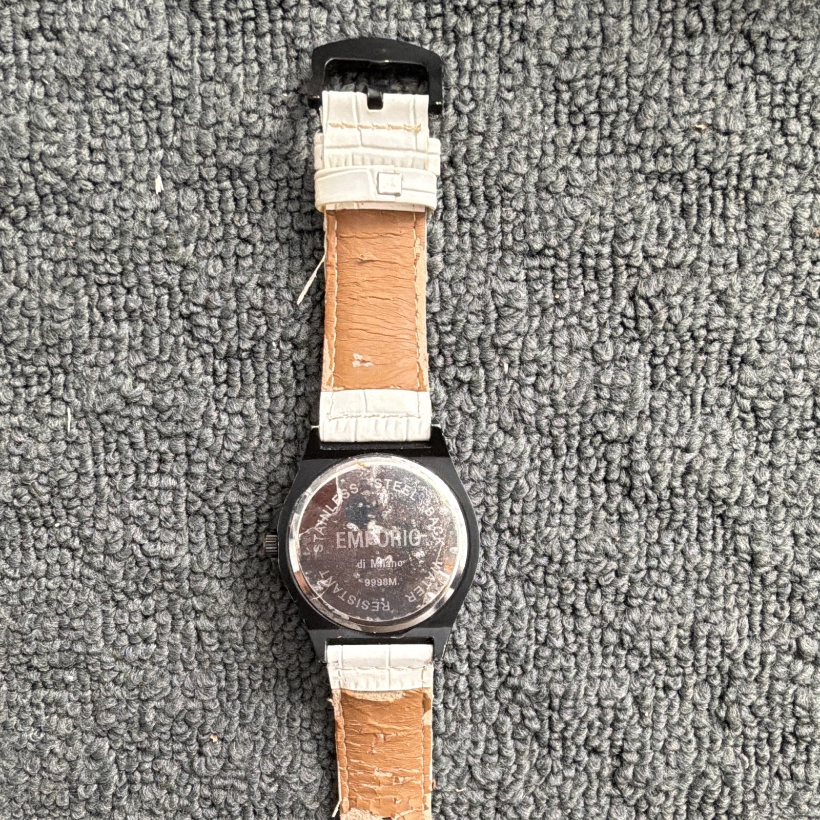 Emporio di Milano Quartz Analog Watch 44mm Black Case White Dial Leather