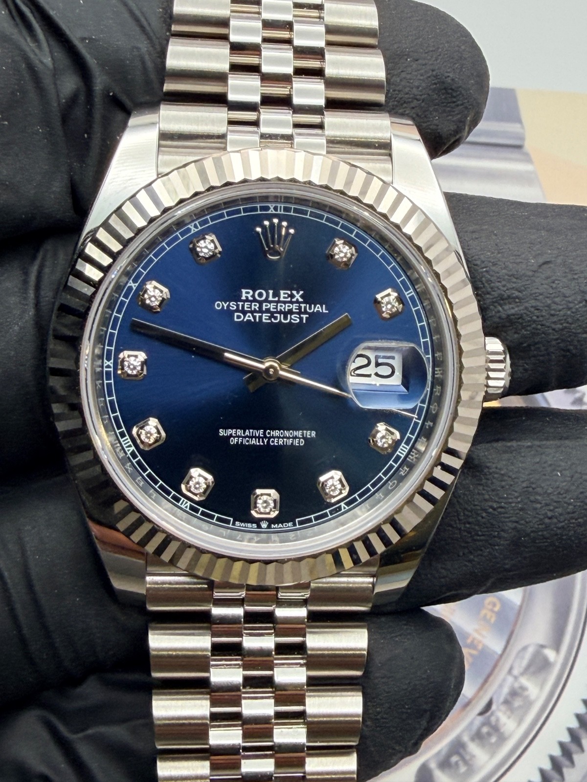 Rolex Datejust 126334 fluted jubilee diamond blue dial