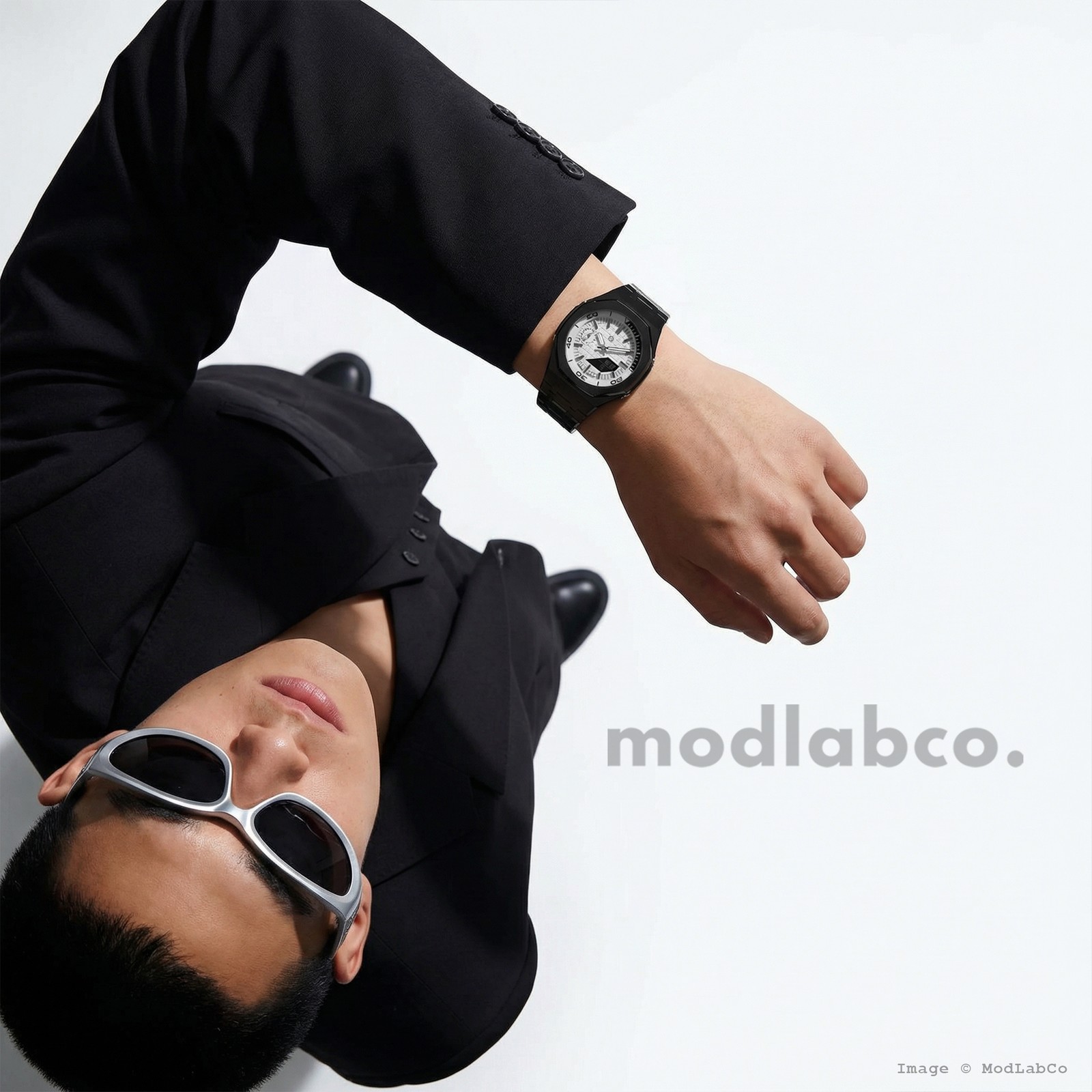 MLC-347 modlab company BESPOKE Octagonal White Dial Black Metal 42mm Watch