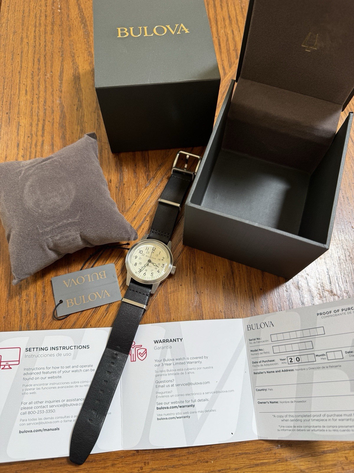 Bulova Men’s Automatic Military Leather NATO Strap Watch – 96A246K