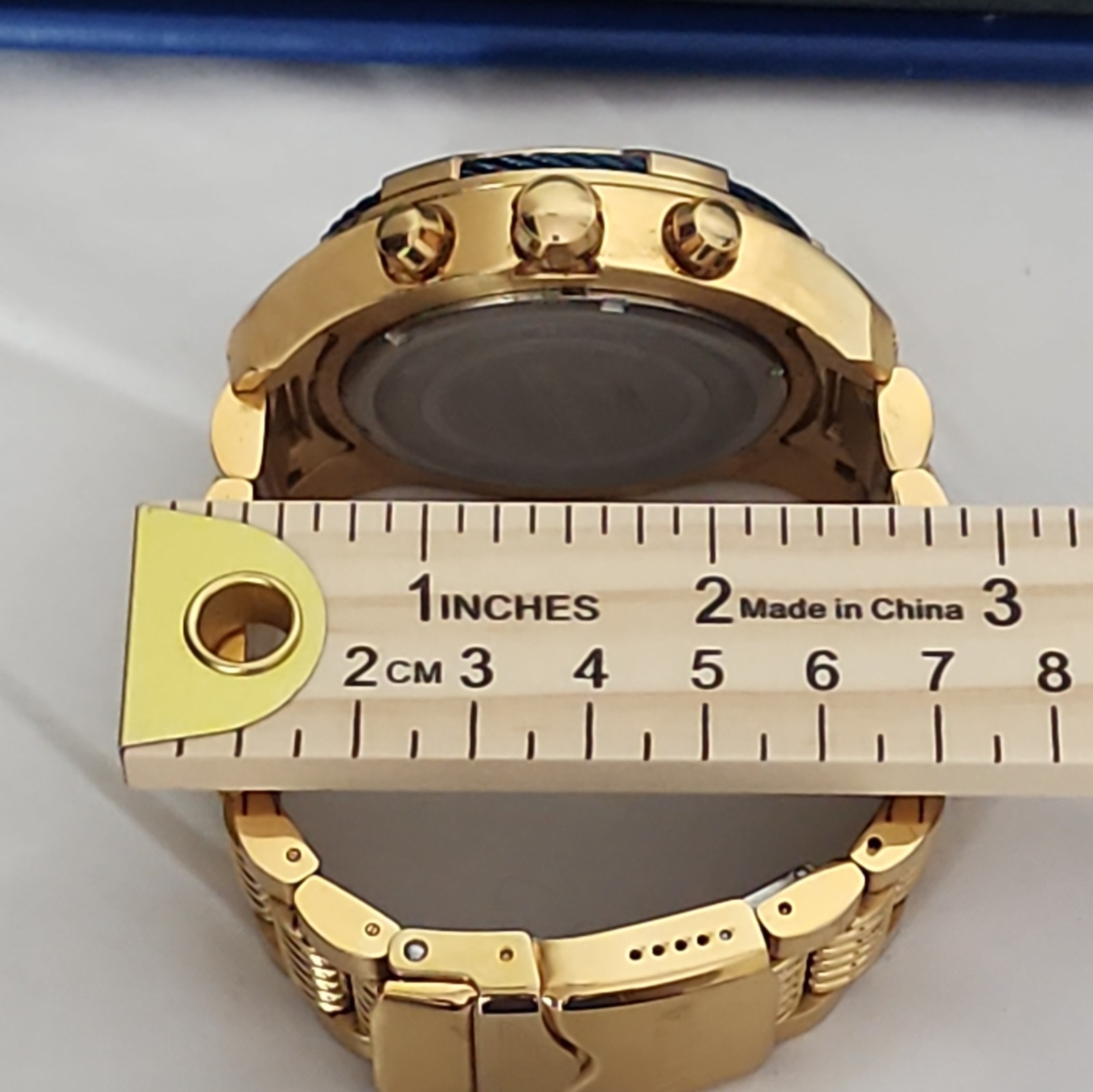 Invicta Bolt Men’s Chronograph Quartz Blue Dial Gold SS Bracelet 100m