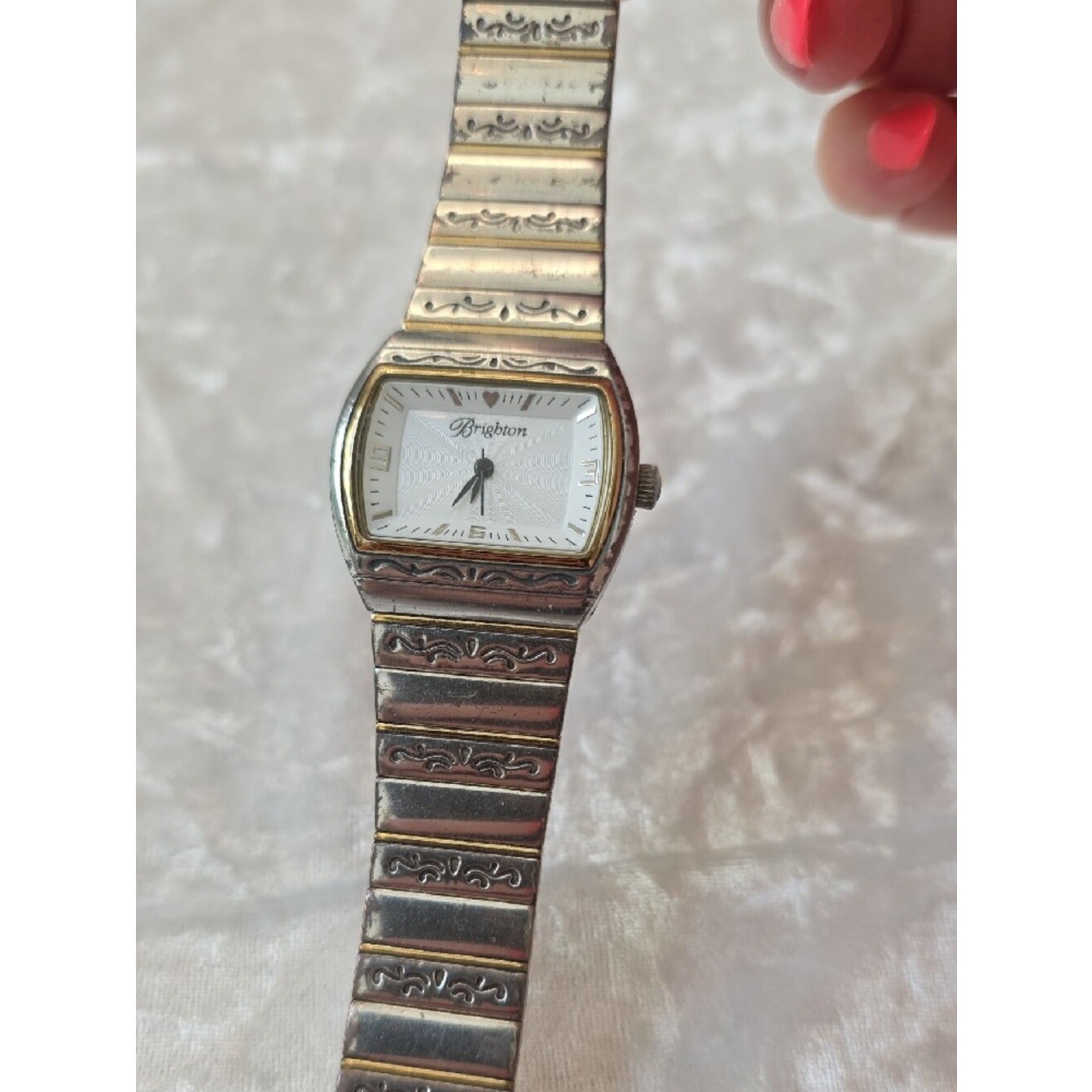 Brighton Silver and Gold-Tone Etched Bracelet Watch