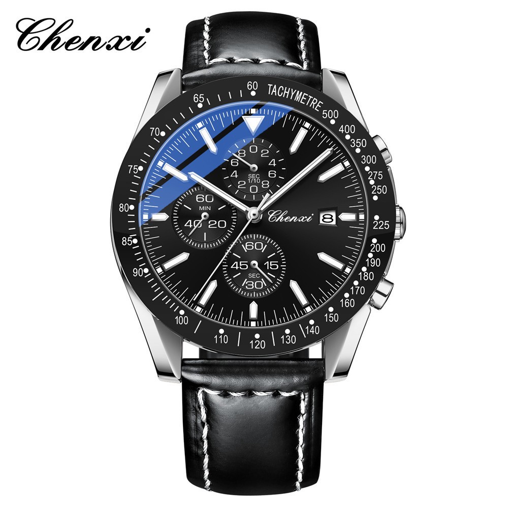 CHENXI Men Watch Chronograph Wristwatch with Six-hands Luminous Calendar Watches