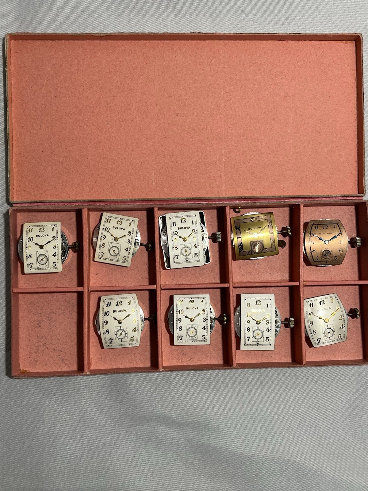 Bulova 10AX New Old Stock Movements, Not Running, With Dial Hands And Stems