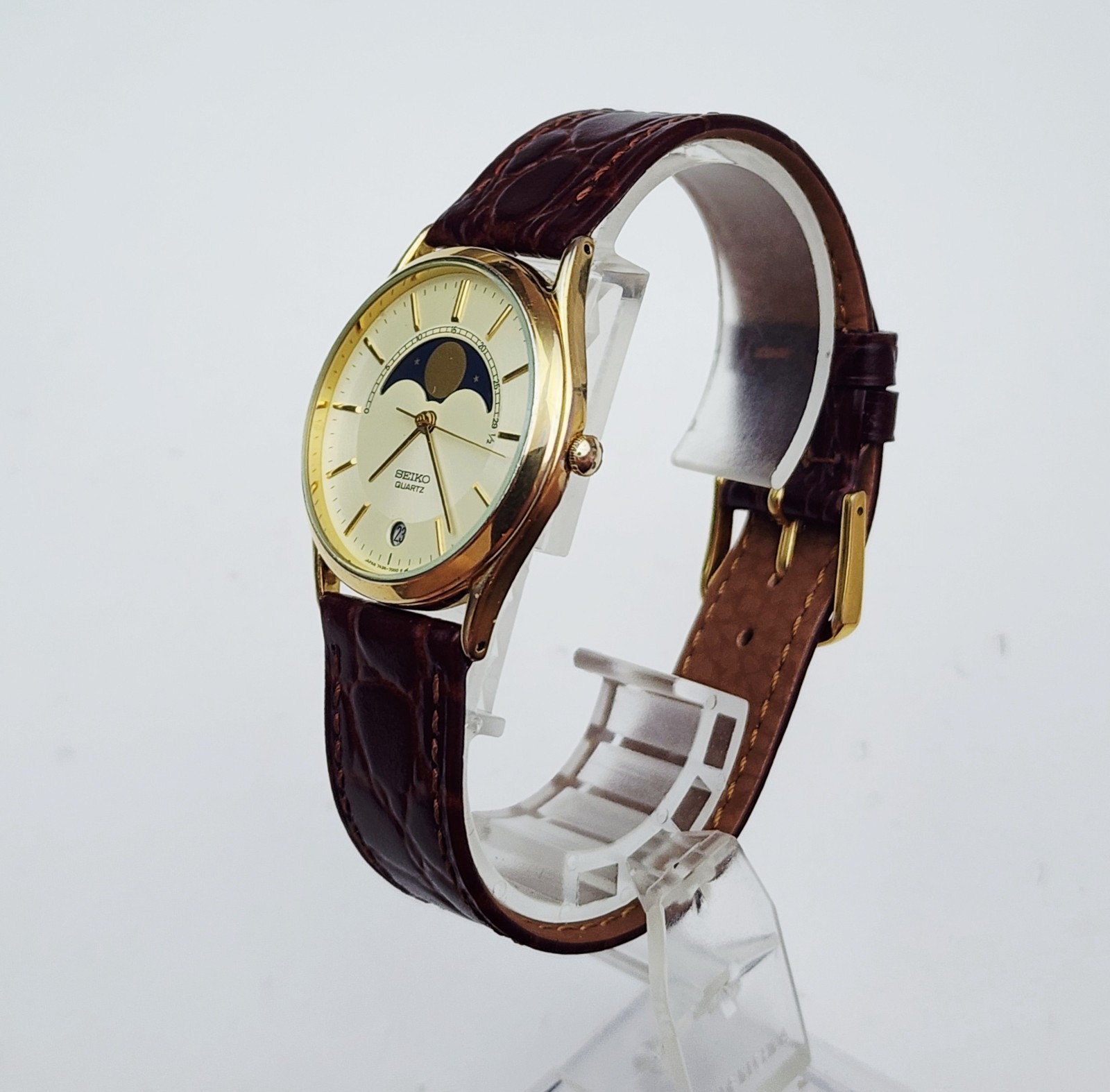 Men’s Vintage 1988 MOONPHASE Watch SEIKO 7434-7008. Midsize
