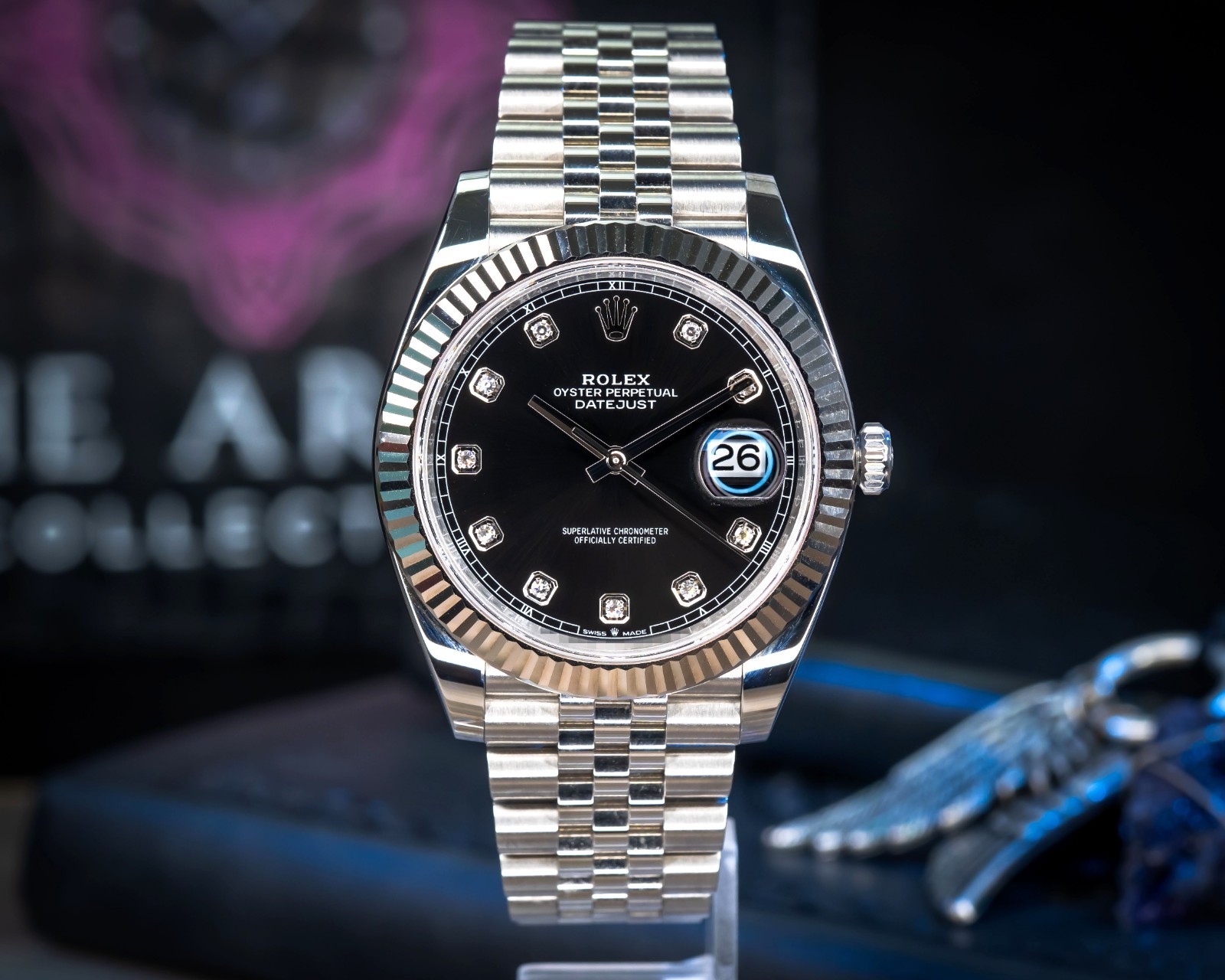 Rolex Datejust 41 Black Diamond Dial Jubilee Fluted – 2025 – BOX & PAPERS 126334