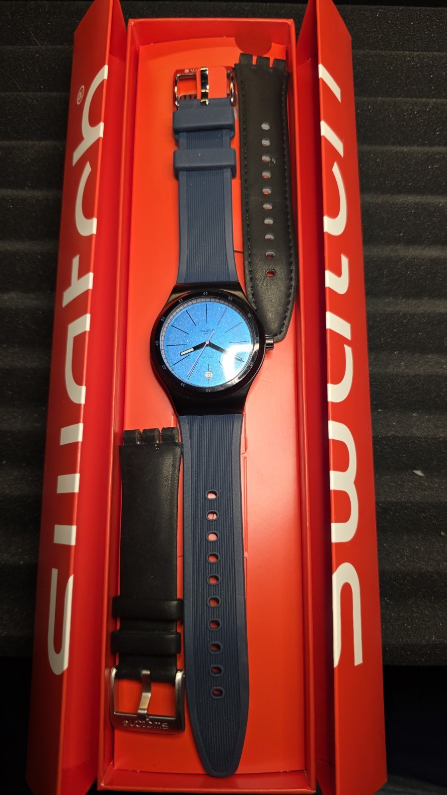 Swatch Sistem51 42mm Automatic Blue Dial Black Case Blue Silicone Strap