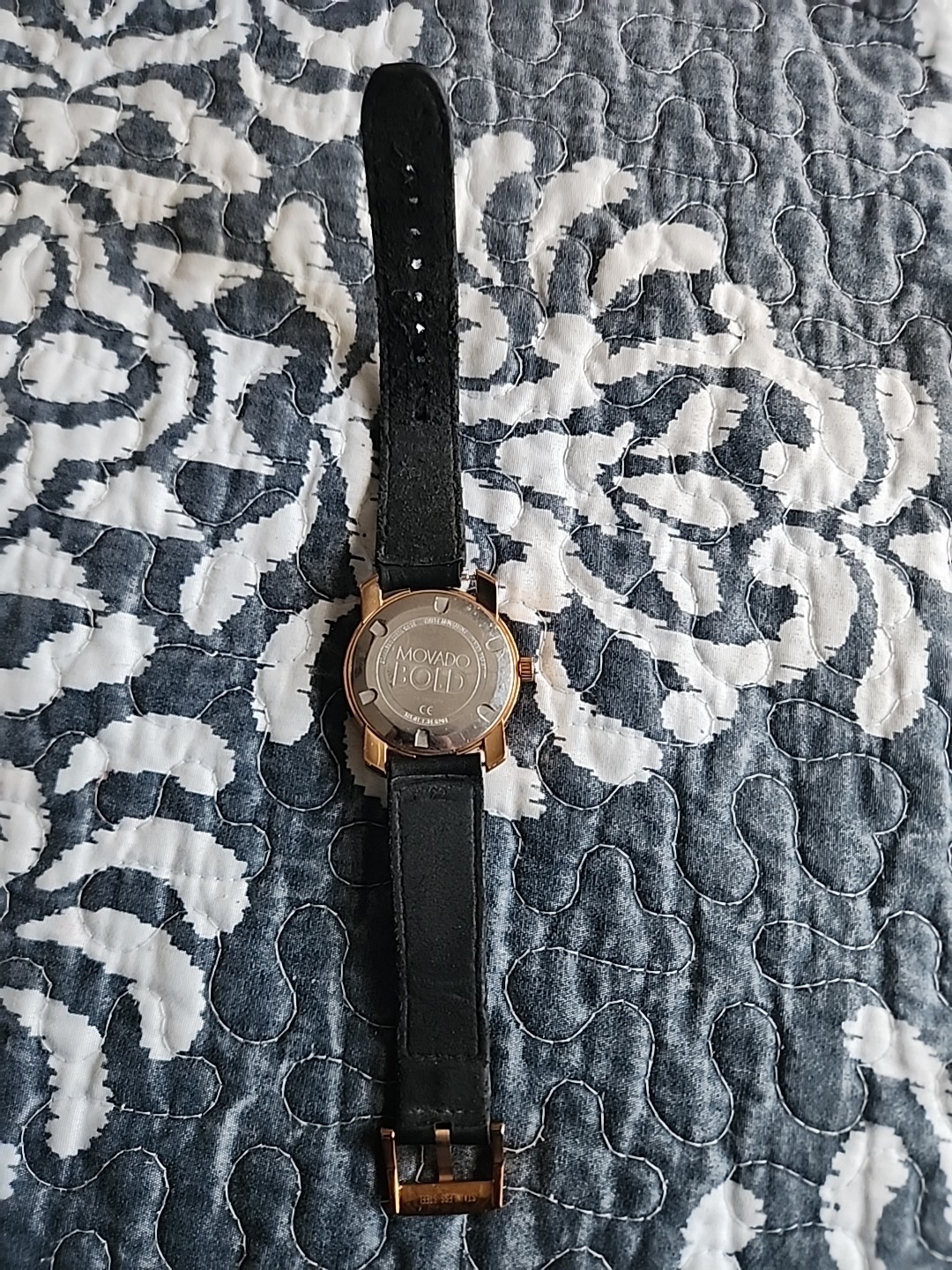 Movado Bold Men’s Swiss Quartz Rose Gold PVD and Italian Black Leather band