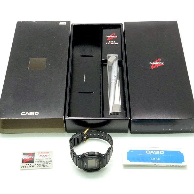 G SHOCK DW 5600EGP 9T 1999 PREMIUM gold logo gold LCD ballpoint pen set released