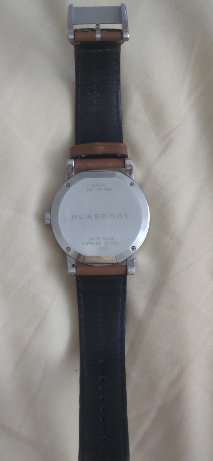 Burberry BU9905 The City Swiss Sapphire Black Dial Brown Leather Box Papers
