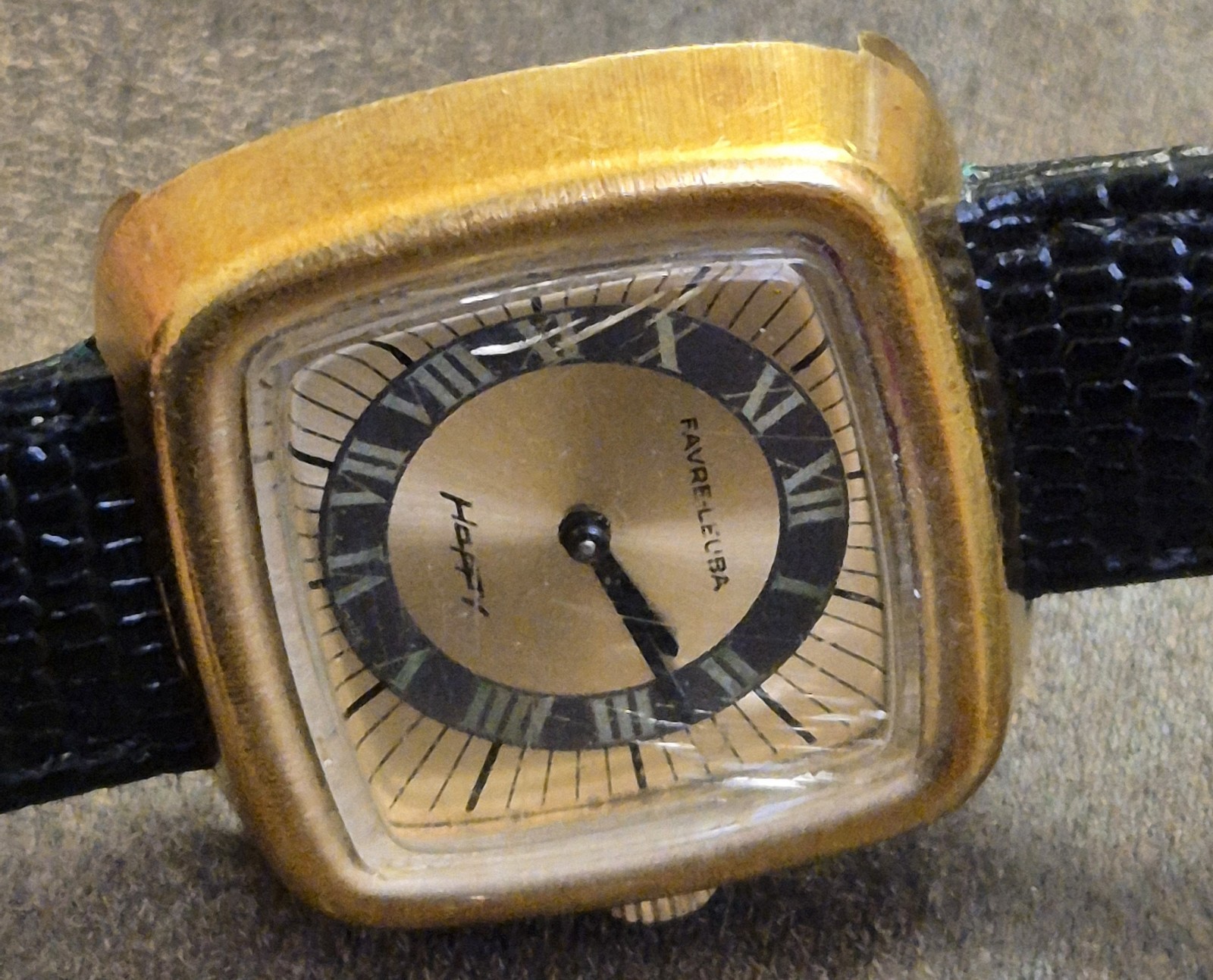 Vintage Rare Favre Leuba Happy Gold Plaque Watch 30 mm Working