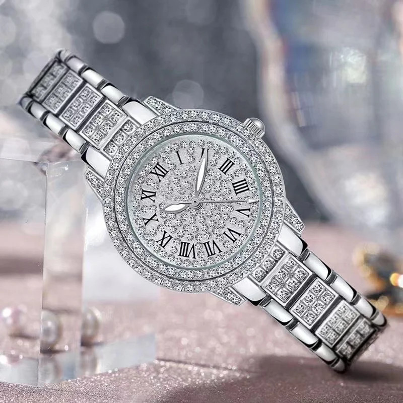 Luxury Shiny Fine Zircon Quartz Watch Elegant All-Star Jewels Wome
