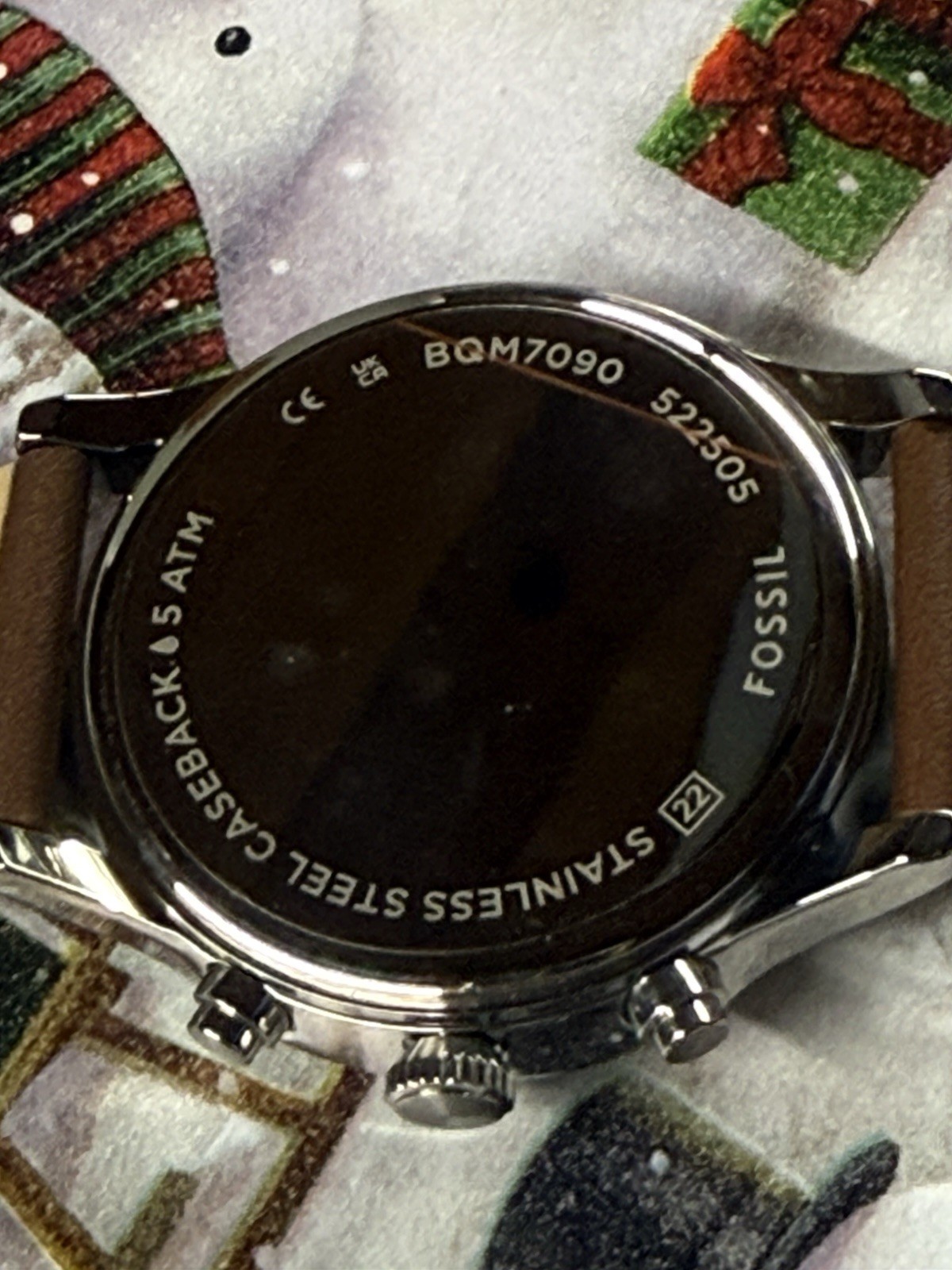 NEW AUTHENTIC FOSSIL BENNETT SILVER BLUE BROWN LEATHER CHRONO BQM7090 MENS WATCH