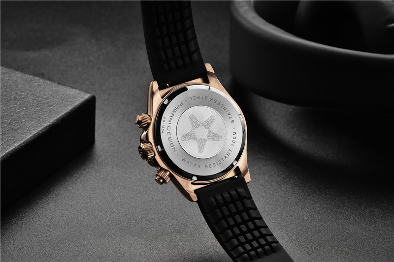 PAGANI DESIGN Men’s Quartz Watch Waterproof Silicone Bracelet Strap+Box PD-1664