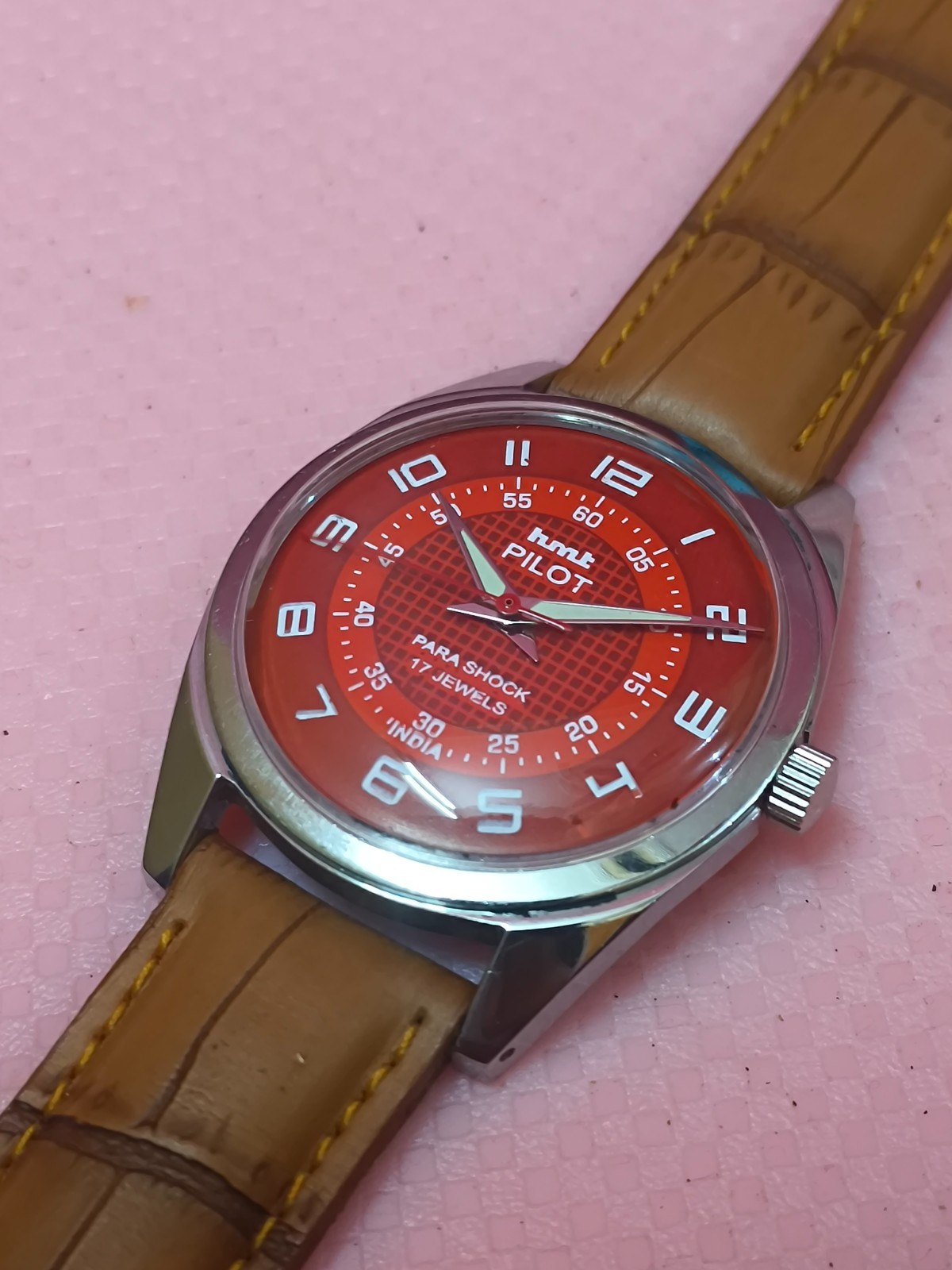 Vintage HMT Pilot Red 17 Jewels Mechanical Hand Winding Men’s Wrist Watch