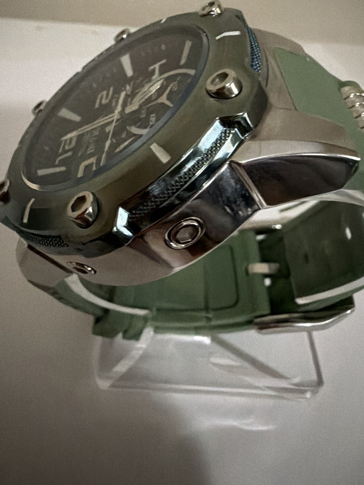 Invicta Men’s Quartz Chronograph Date 100m 50mm Black Dial Green Silicone