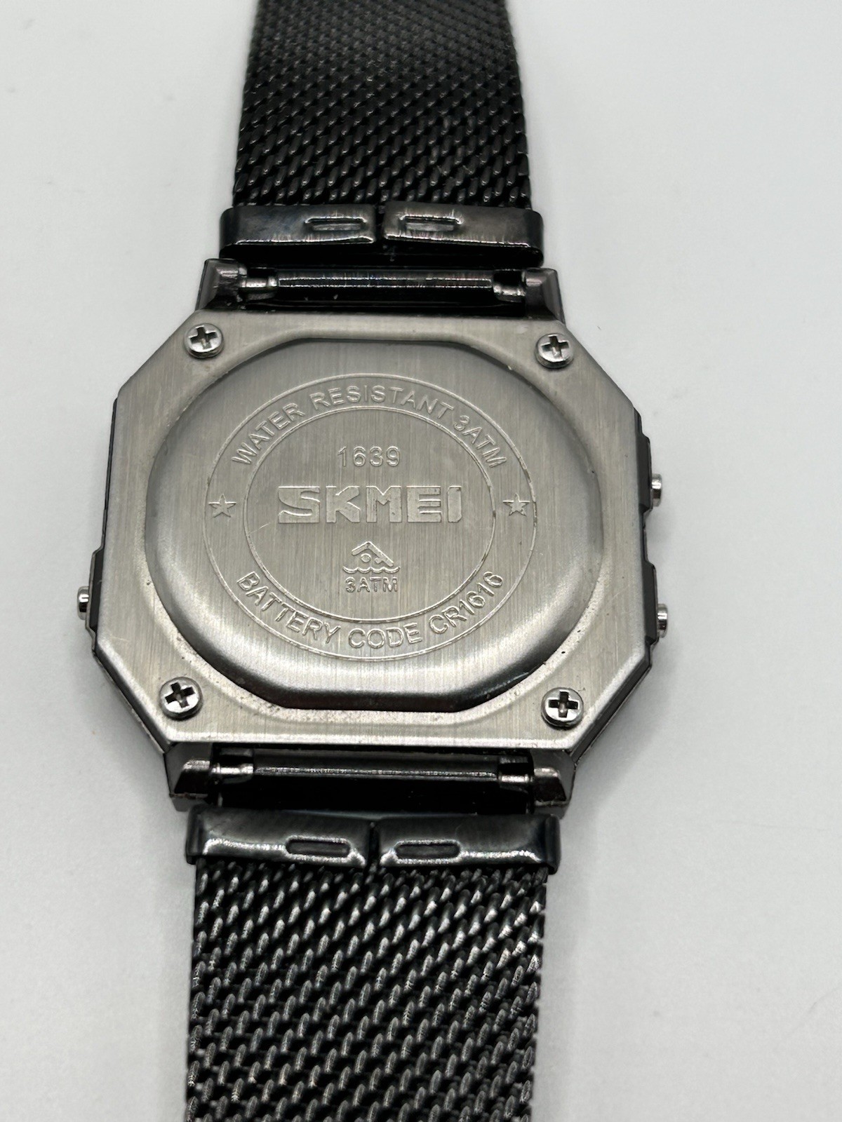 Vintage SKMEI Mens Digital Watch 30mm Black Chronograph 30M WR Alarm Quartz