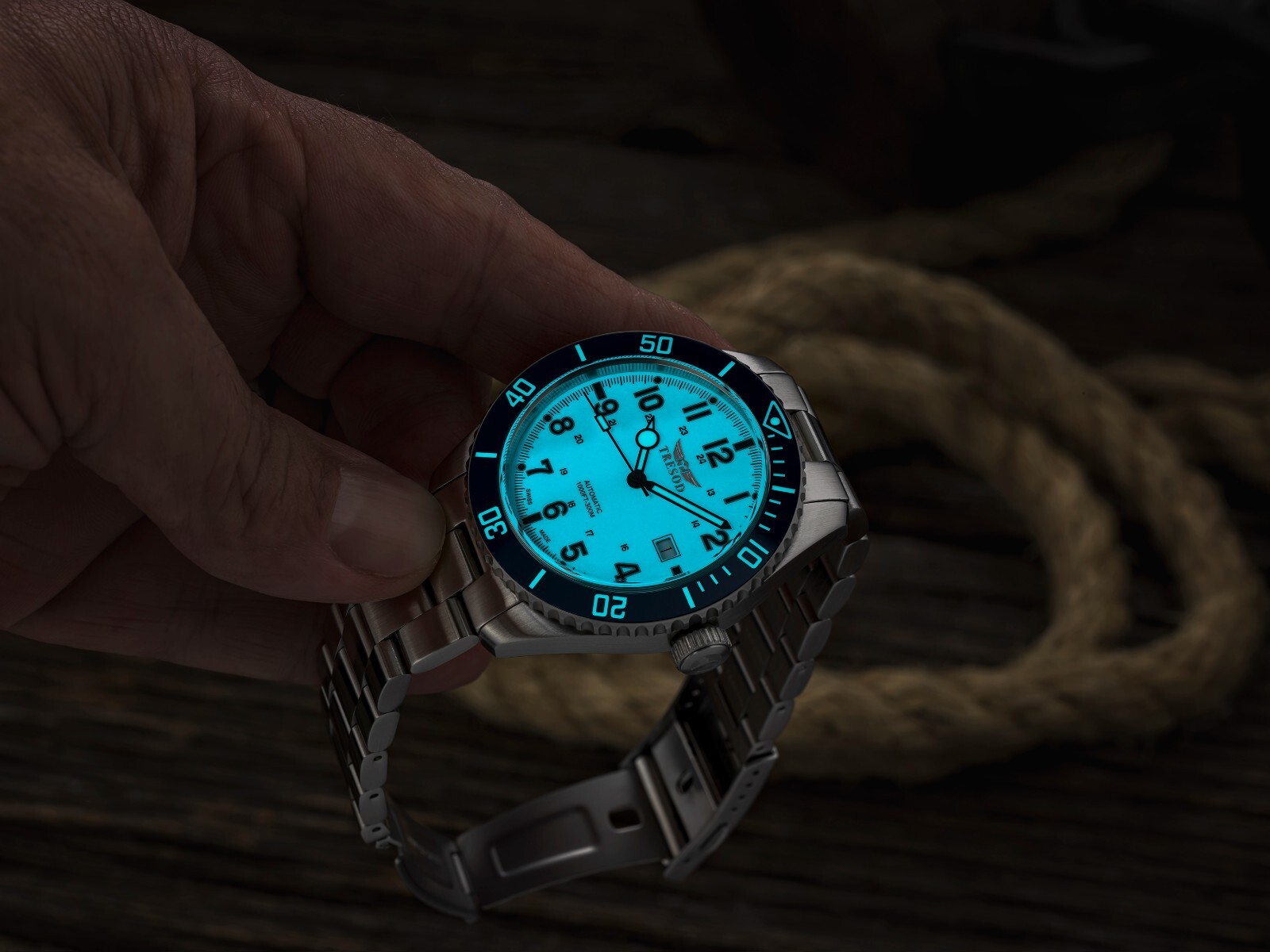 Tresod Ocean Master SWISS MADE SW200 Automatic Blue Dial Ceramic Bezel SS Watch