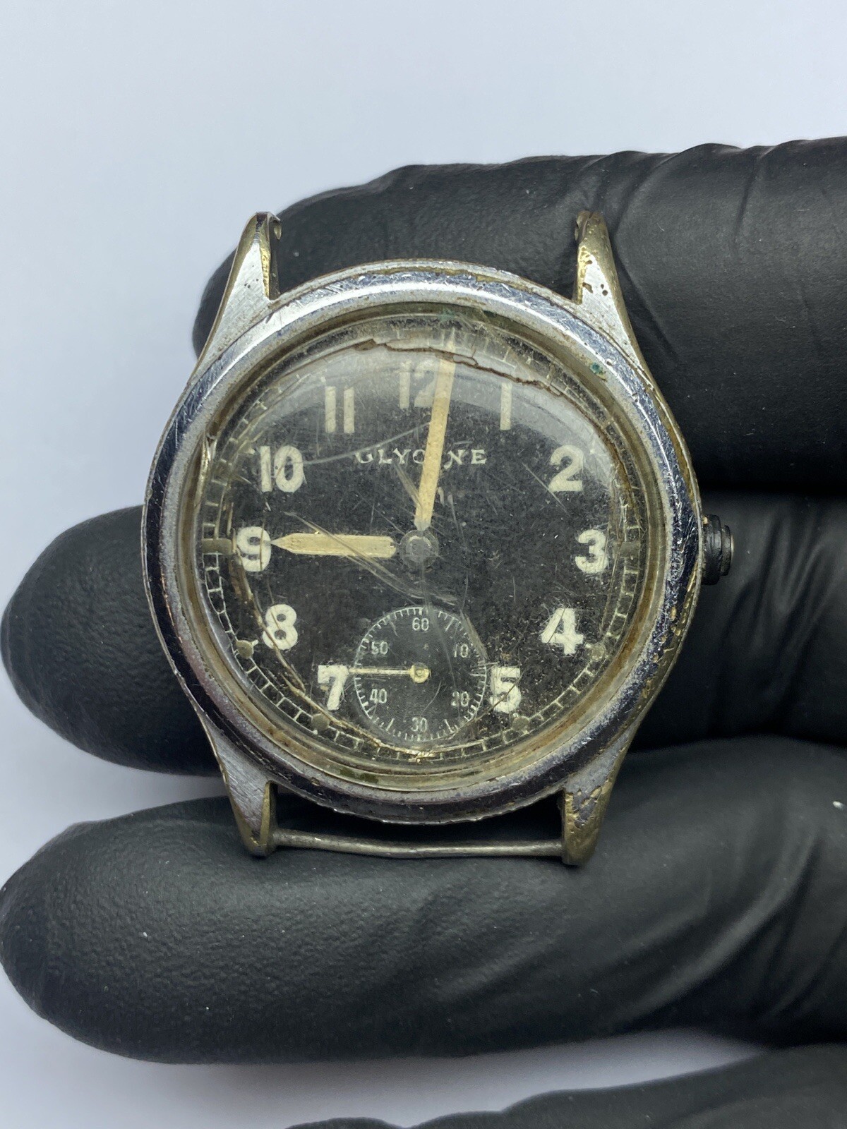 Rare German Military Watch GLYCINE D 88488 H, 1940s Wehrmacht for PARTS / REPAIR