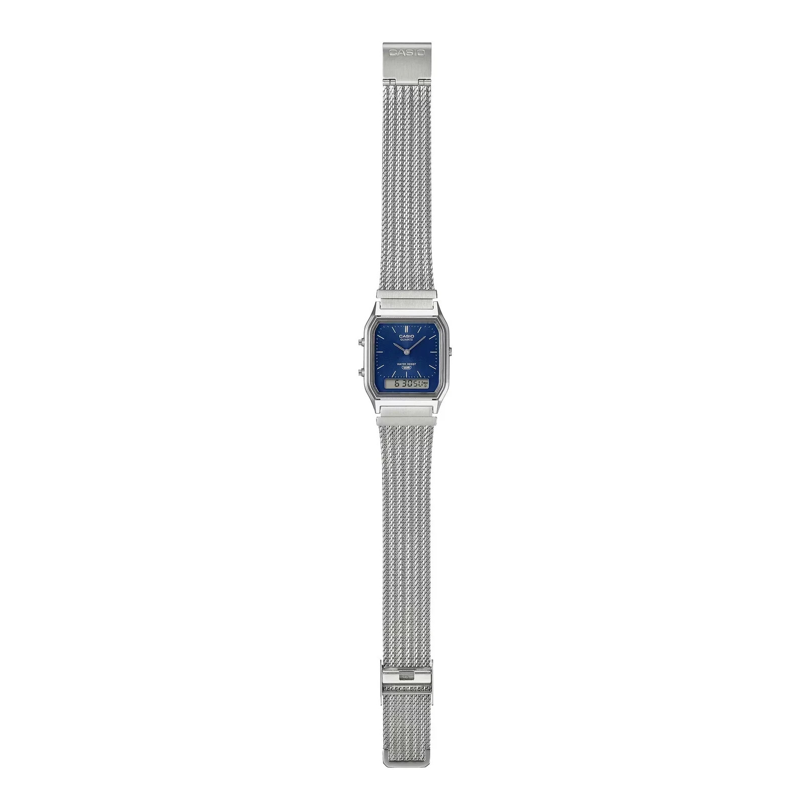 Casio Analog-Digital Vintage Style Dual Time S.Steel Mesh Band Watch AQ-230EM-2A