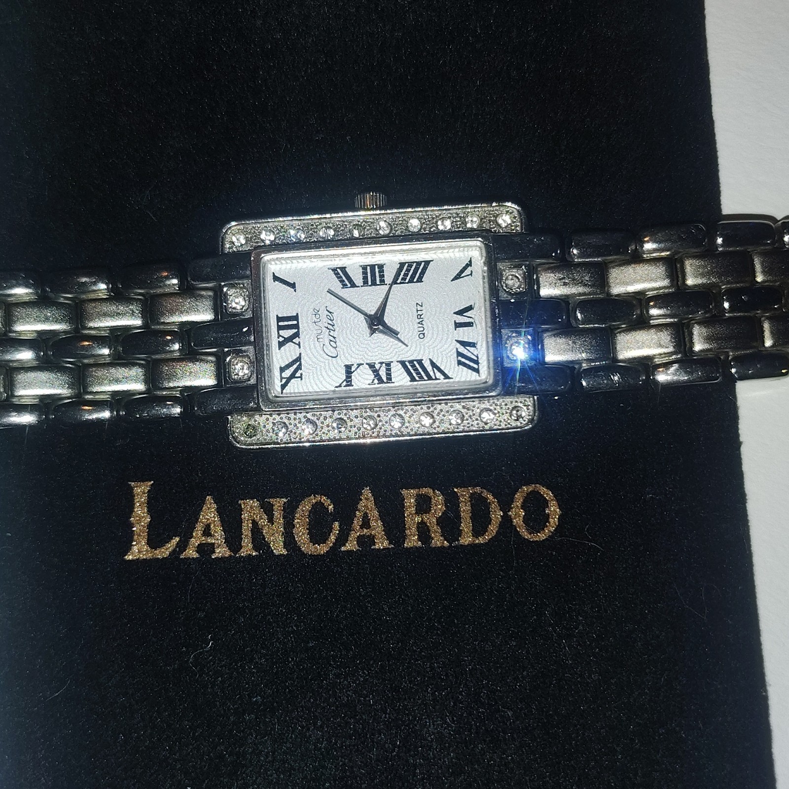Lancardo Women’s Quartz Rectangle Watch Roman Numerals White Dial Silver