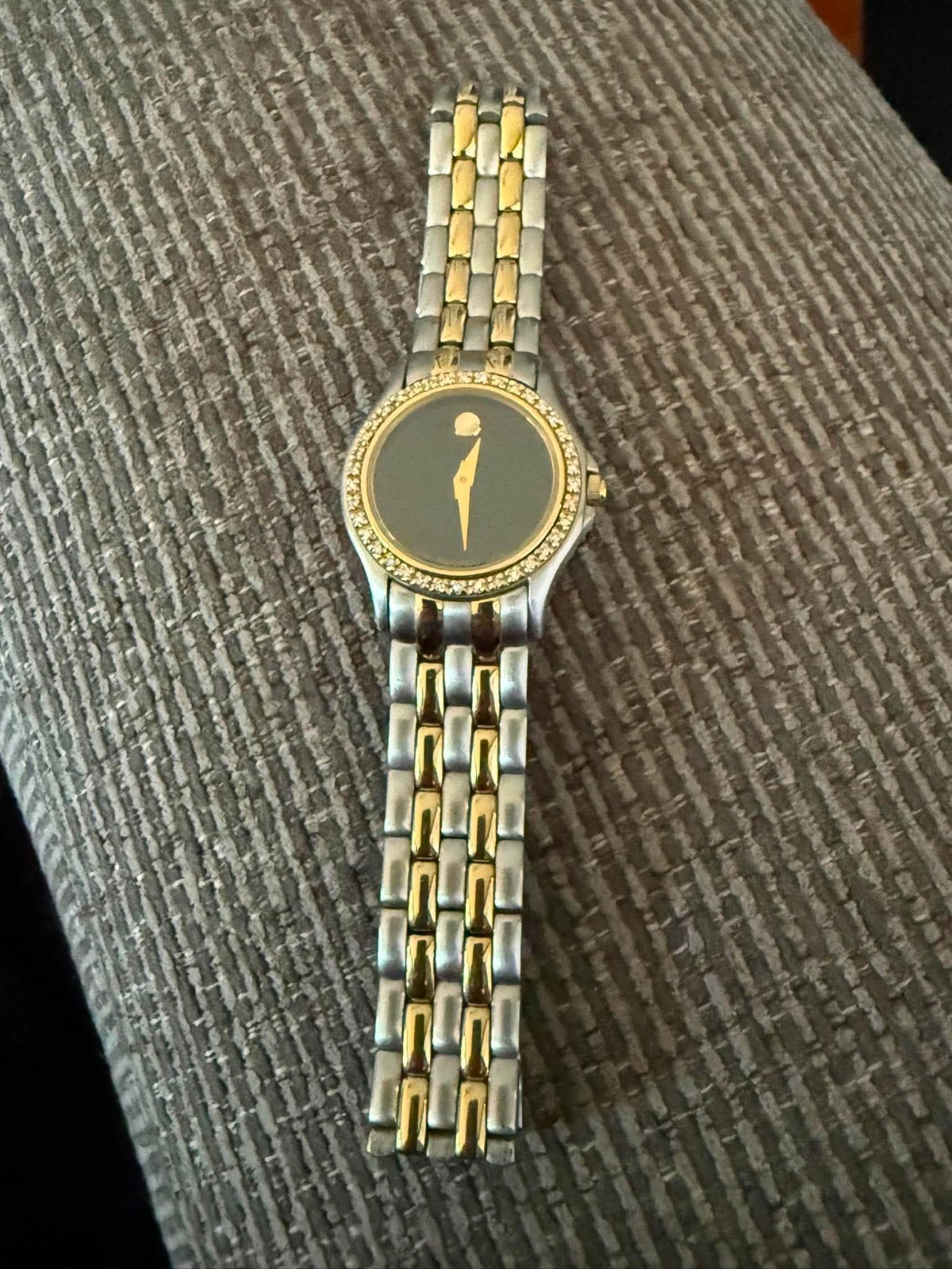 Movado Museum Two Tone 85-E4-9812 Diamond Bezel Watch