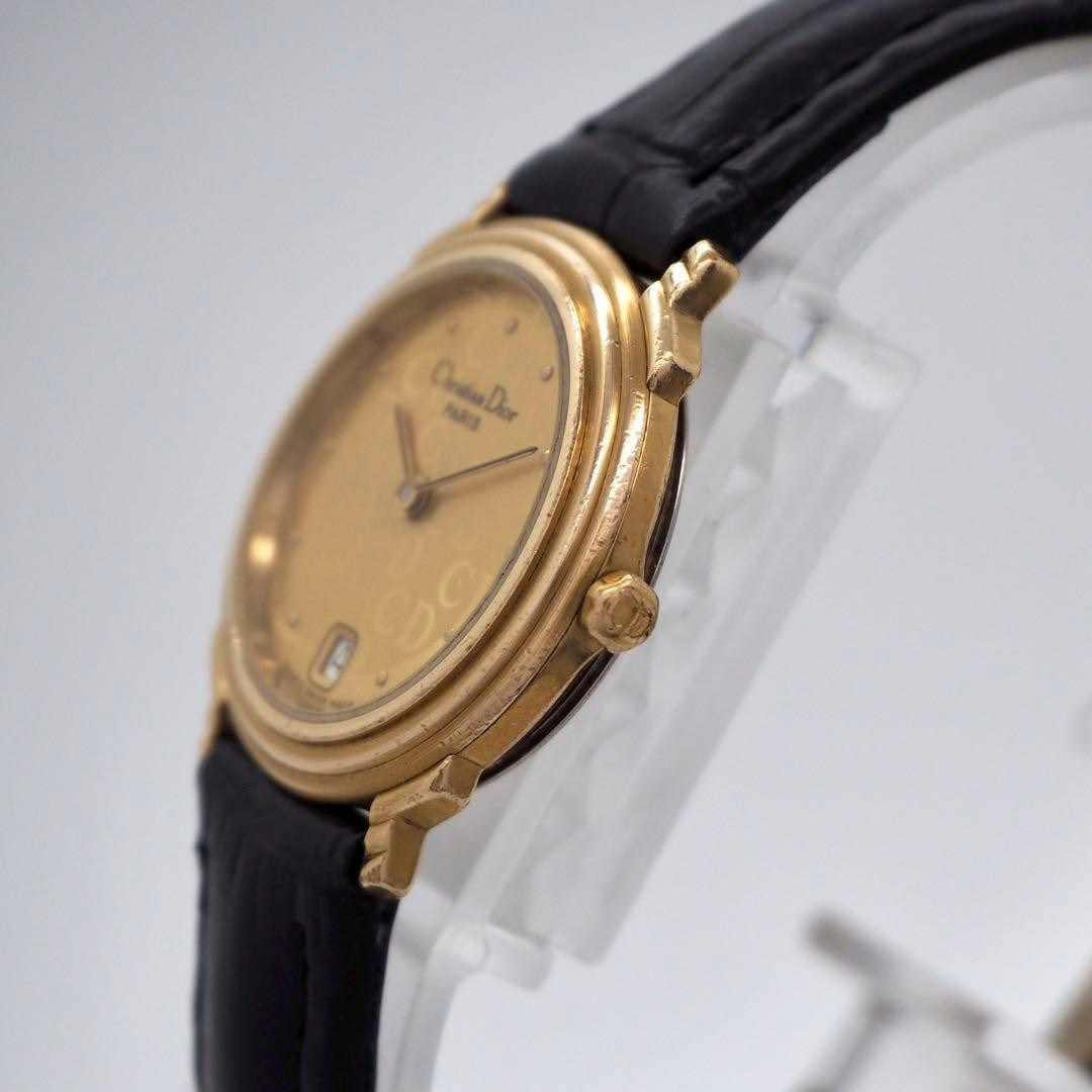 Christian Dior Quartz Ladies Vintage Watch Date Gold Logo Dial Japan