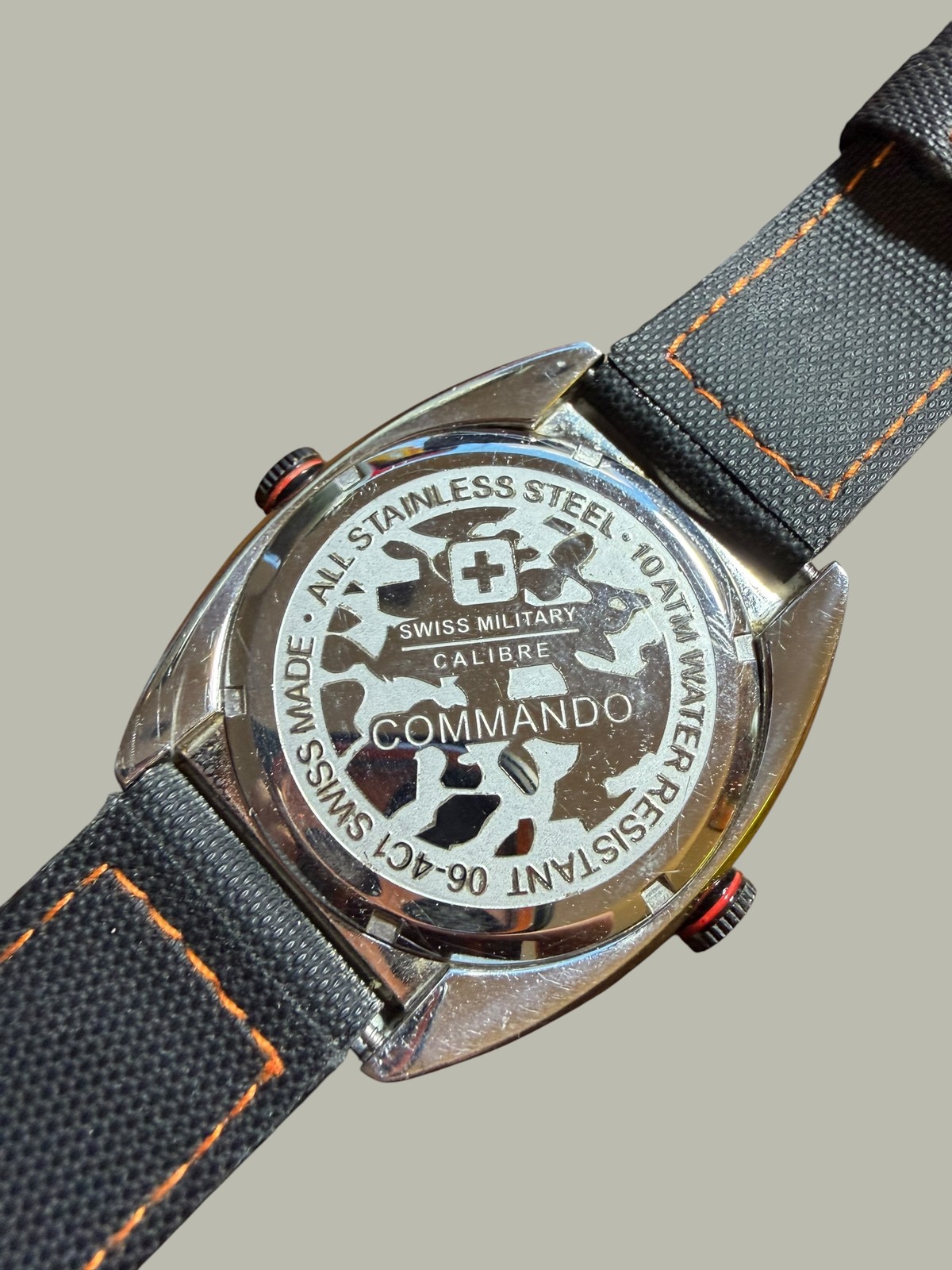 Swiss Military Calibre Commando Dual Time Watch Black Canvas Strap 10ATM