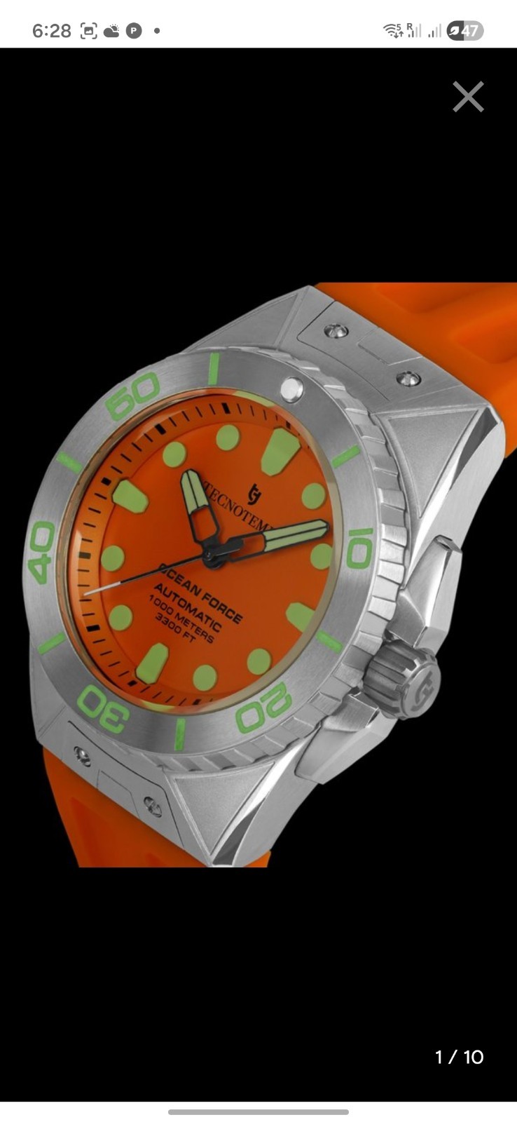 Tecnotempo Ocean Force 1000M Helium Valve. Orange!