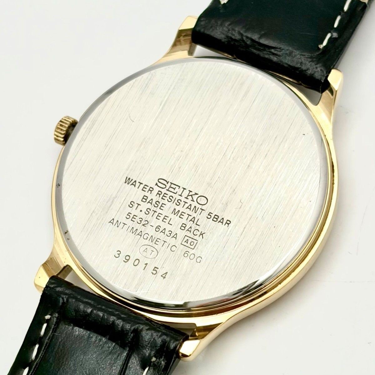 New Battery SEIKO SPIRIT Men’s Watch Gold 5E32 6A3A 390154 New Strap