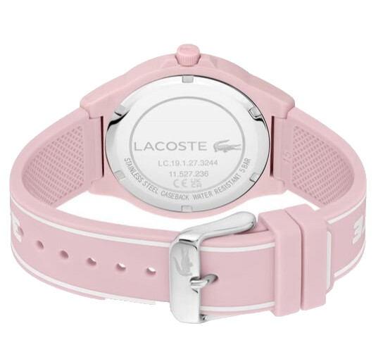 LACOSTE NEOCROC 2001218 PINK DIAL PINK & WHITE SILICONE STRAP 38MM WOMEN WATCH