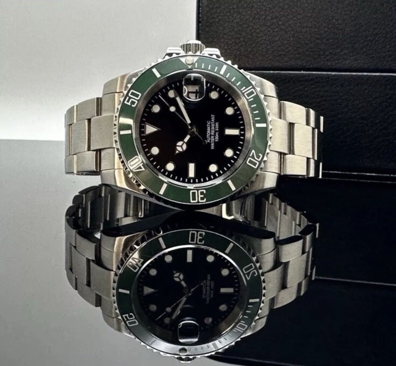 Custom 40mm Green Sub Style Mod Watch Oyster Band w/ NH35 Automatic
