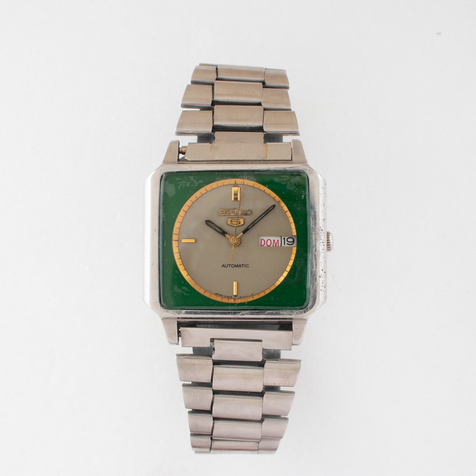 Vintage Seiko 5 Automatic TV Case 6309-547A Two-Tone Green/Silver Dial Watch