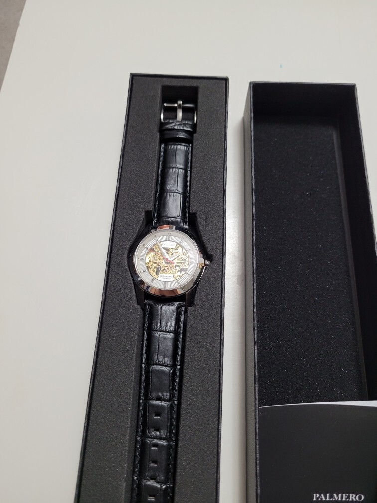 Men’s Automatic Skeleton Ivory Dial Black Strap NIB Perfect gift (NOW $215)