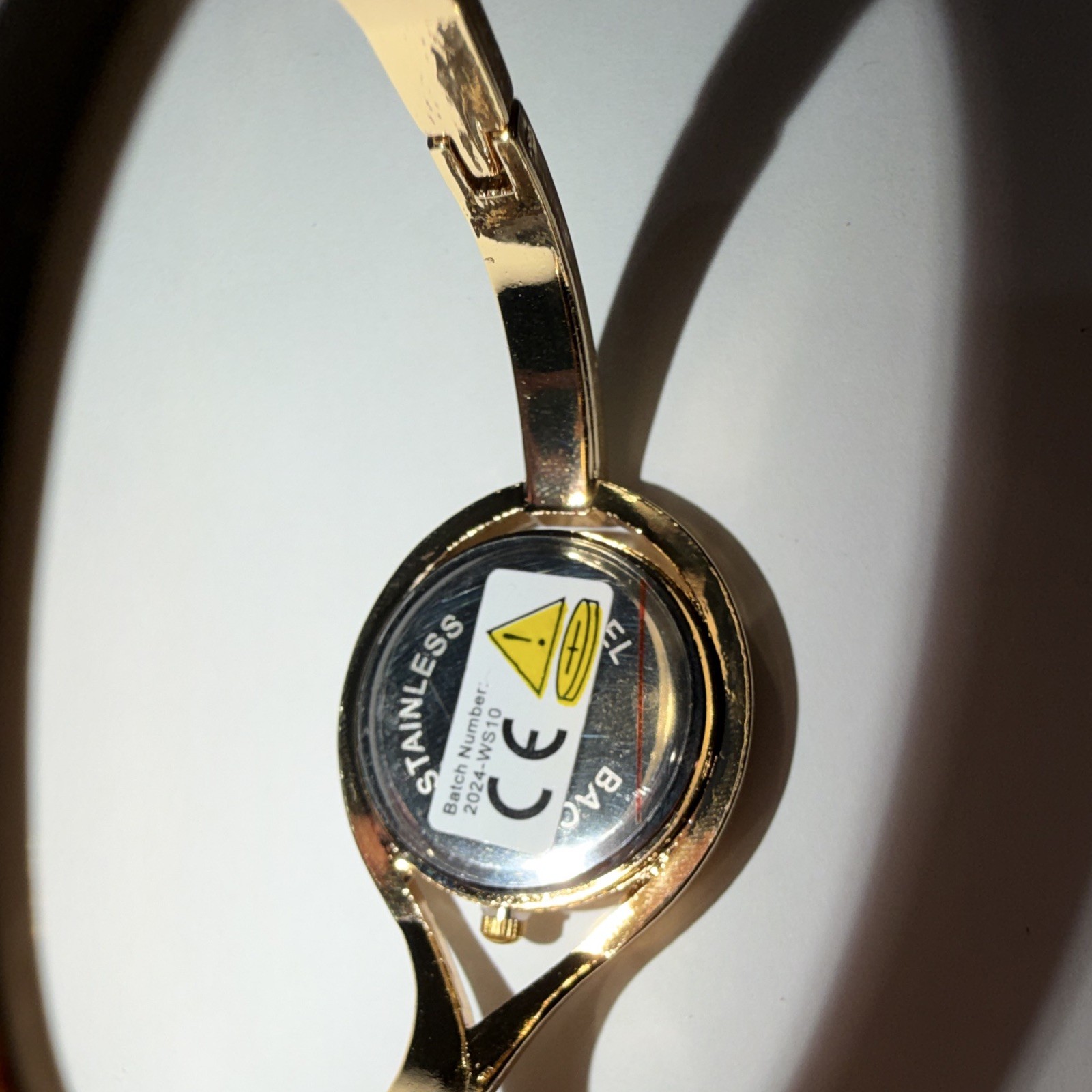 CUSSI Quartz Analog Dress Watch Black Dial Gold Tone SS Bangle Gem Markers