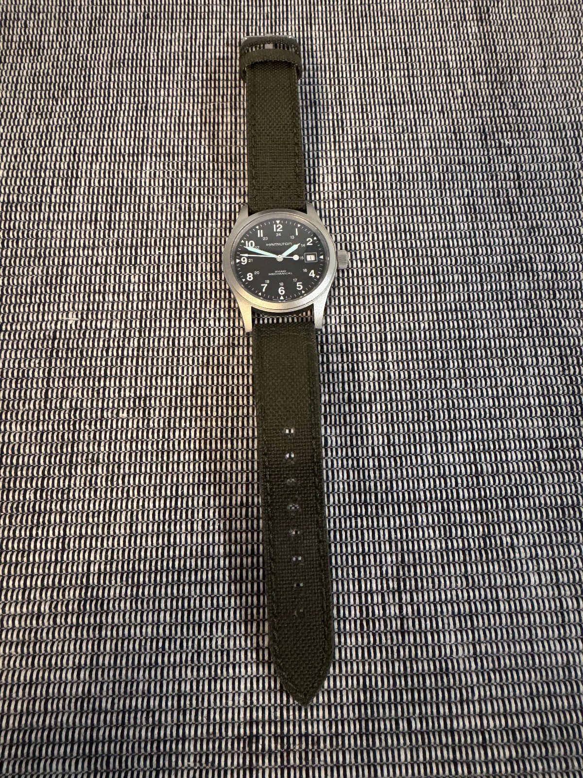 Hamilton Khaki Field Mechanical Hand Wind Black Dial Watch Full Set Extra Strap