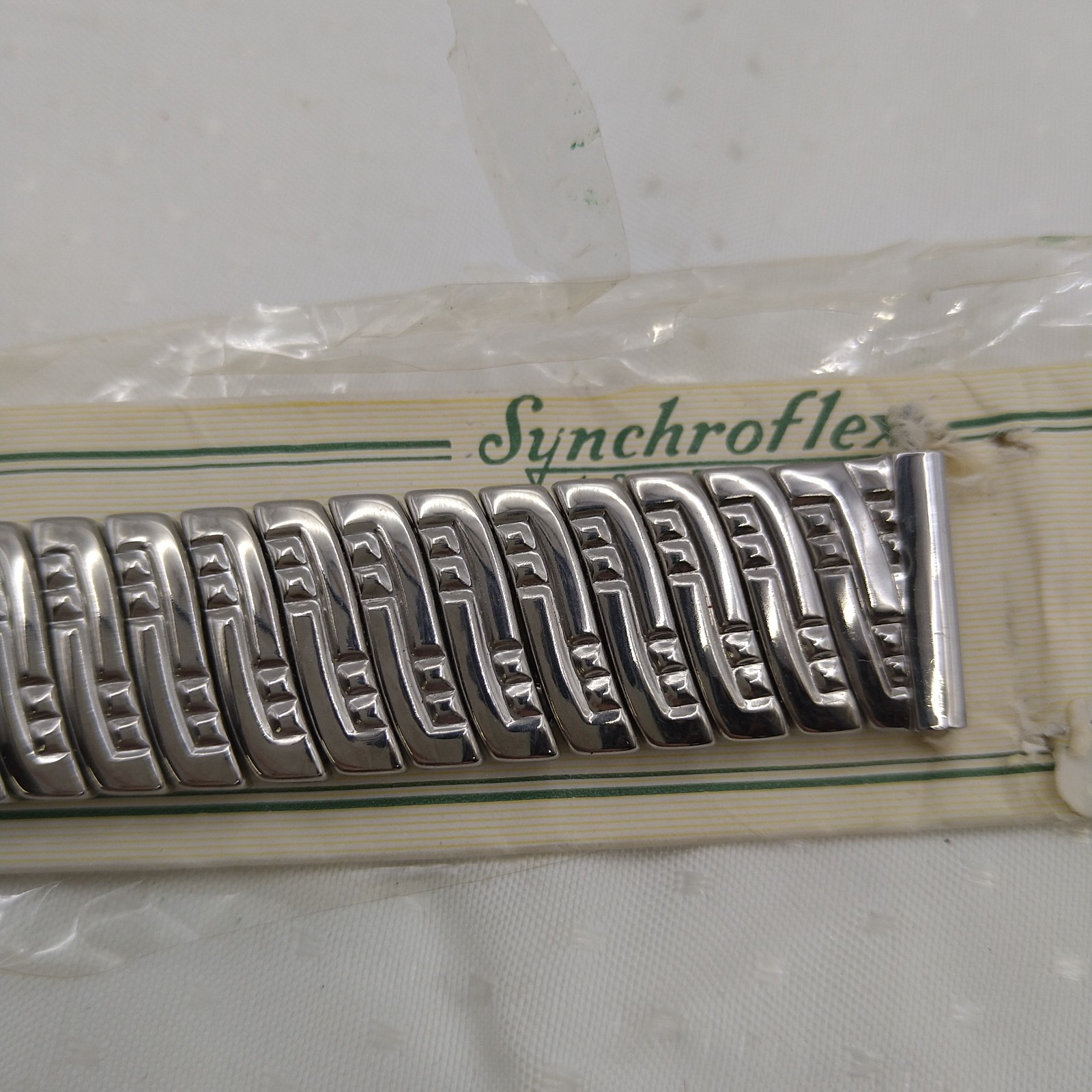 A & Z Azium Synchroflex Men’s Watch Band Silver Non Corrosive 16mm New Vintage