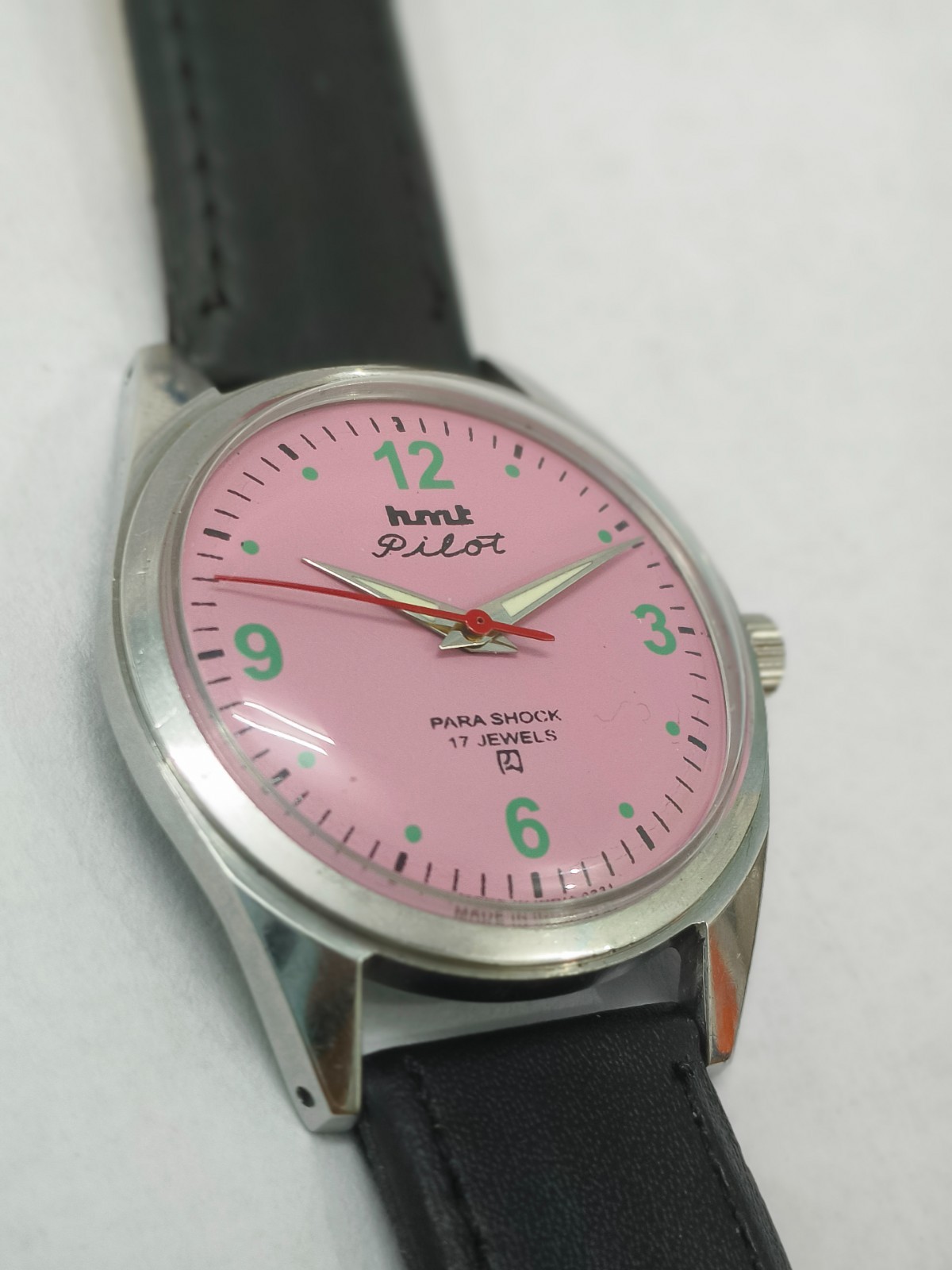 Vintage HMT Pilot Pink 17 Jewels Mechanical Hand Winding Men’s Wrist Watch