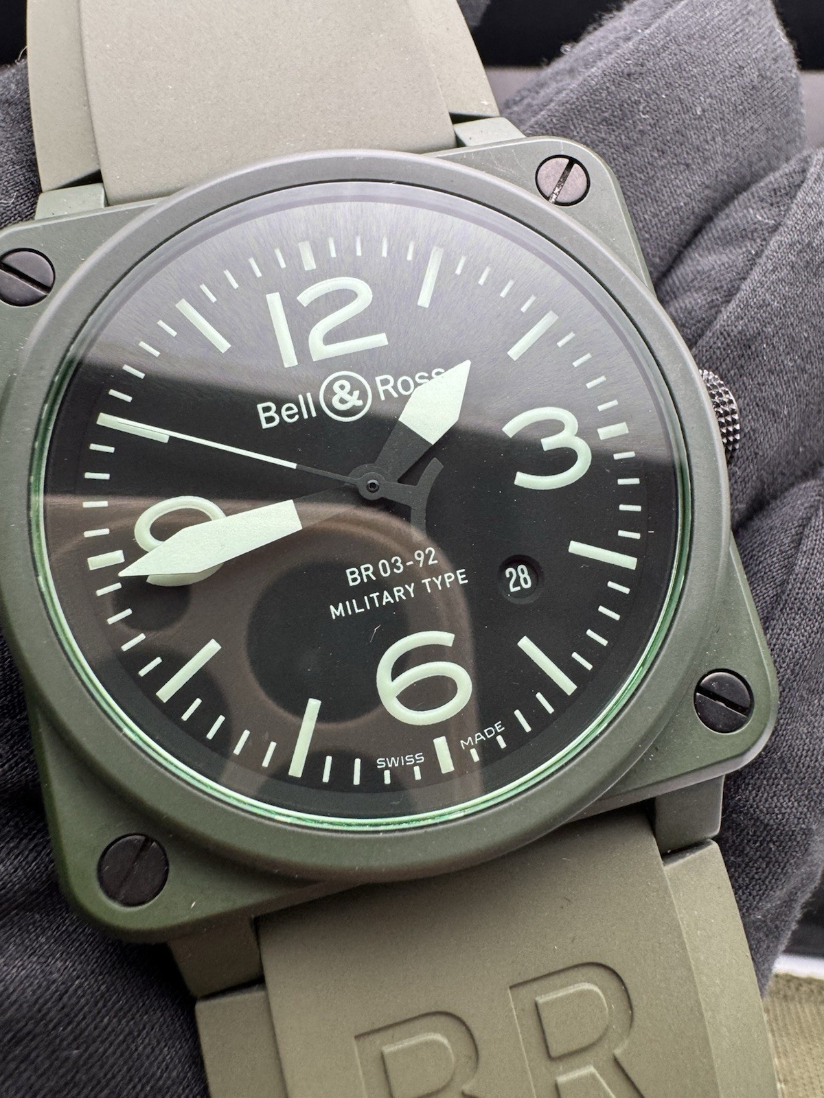 Bell & Ross Men’s BR 03-92 Military/Aviation Type Automatic Watch, Green B&P