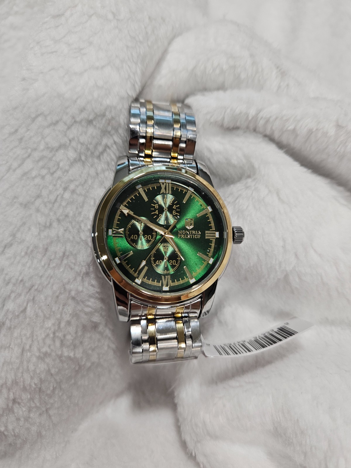 Invicta Montres Prestige Silver & Gold Two Tone Watch Green Dial 41mm (MPW 0068)