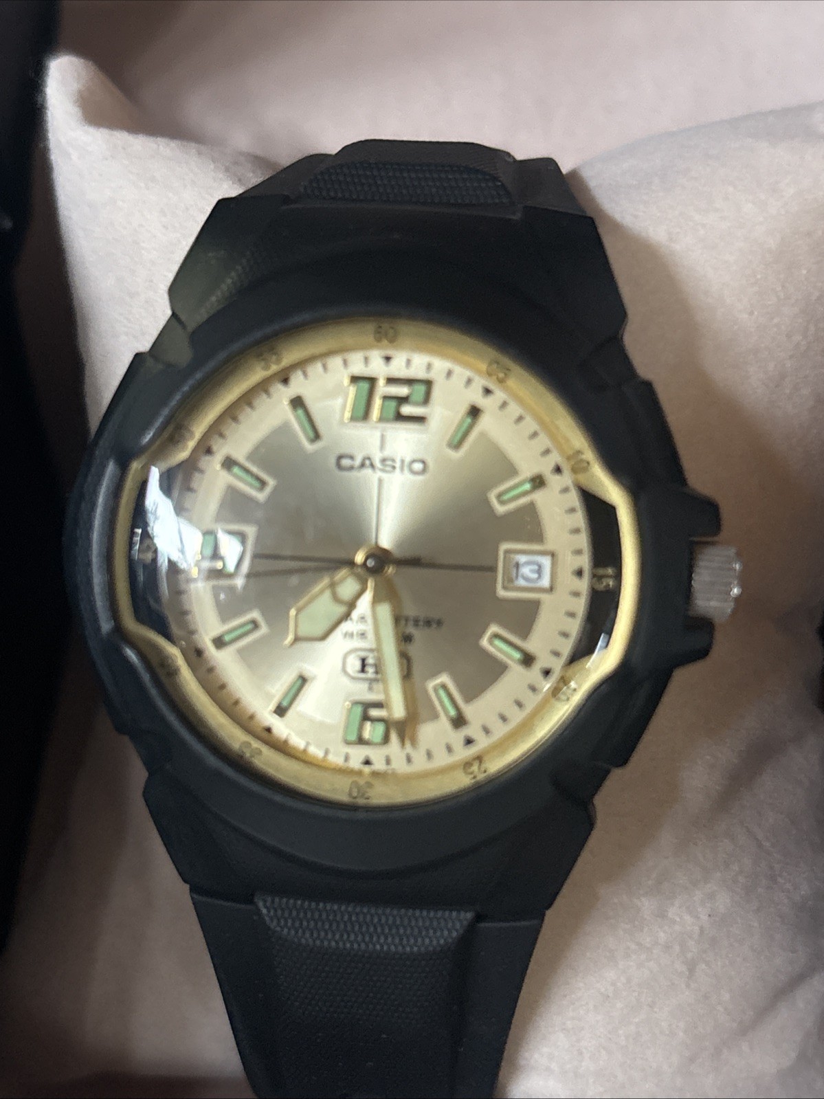 Casio MW600F Wrist Watch for Men Black And Gold Color Original 10yr Battery