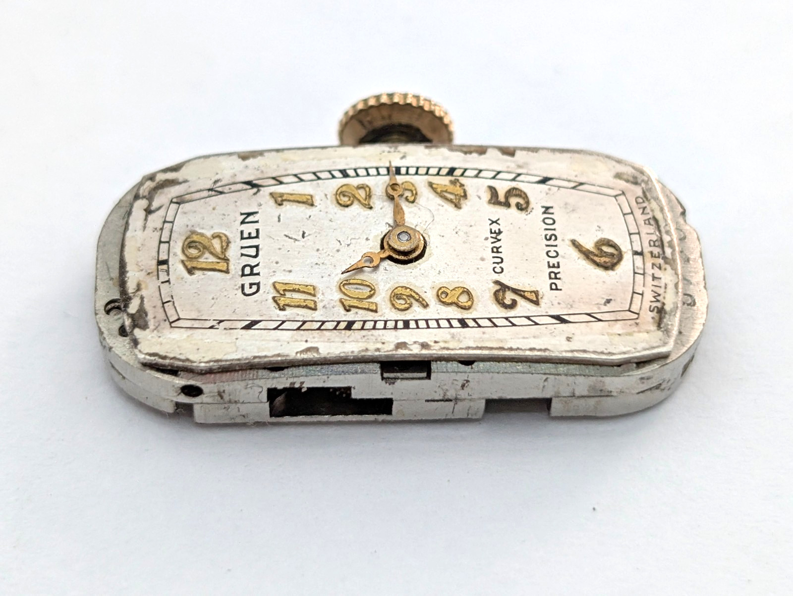 GRUEN Precision Curvex Conoruma 17j Vintage 10mm Watch Movement PARTS or REPAIR